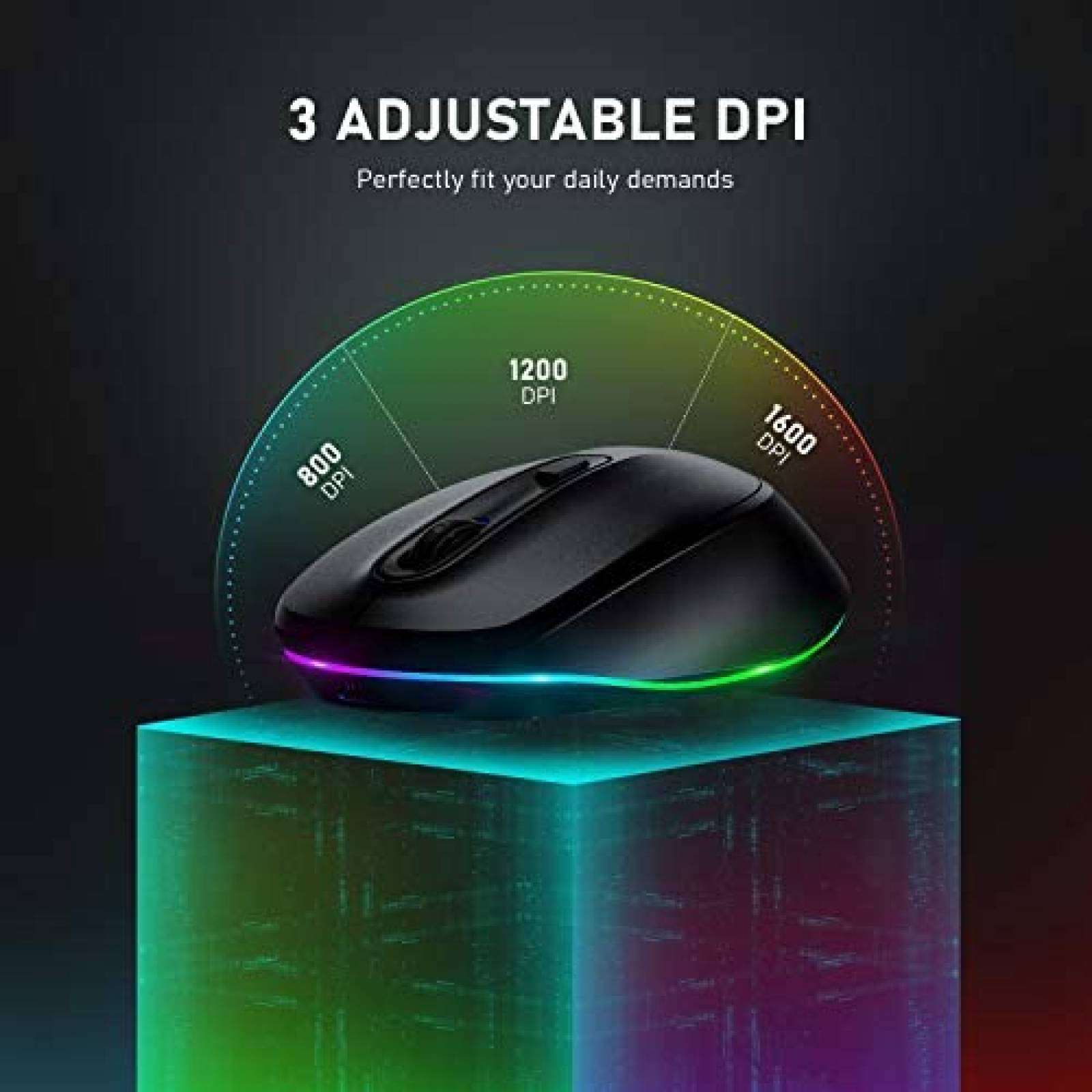 Mouse Gamer SEENDA Recargable LED Inalambrico -Negro