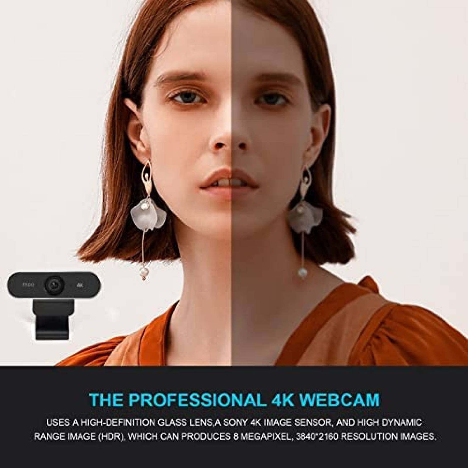 Camara Web IFROO 4K UHD 8MP 2 Mic Autoenfoque 77.5 -Negro