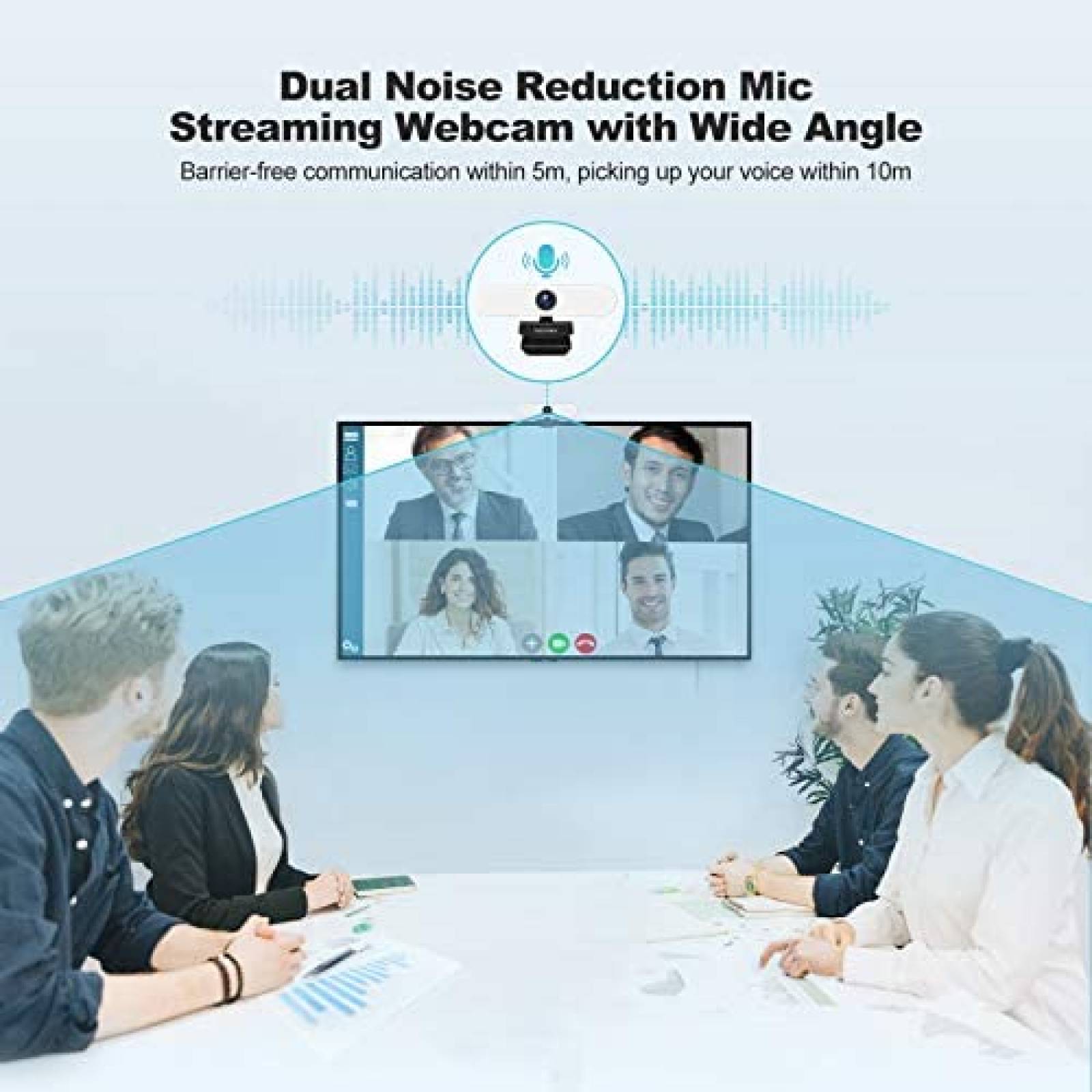 Camara Web TECKNET 1080p Aro de Luz 3 Modos Cancela Ruido