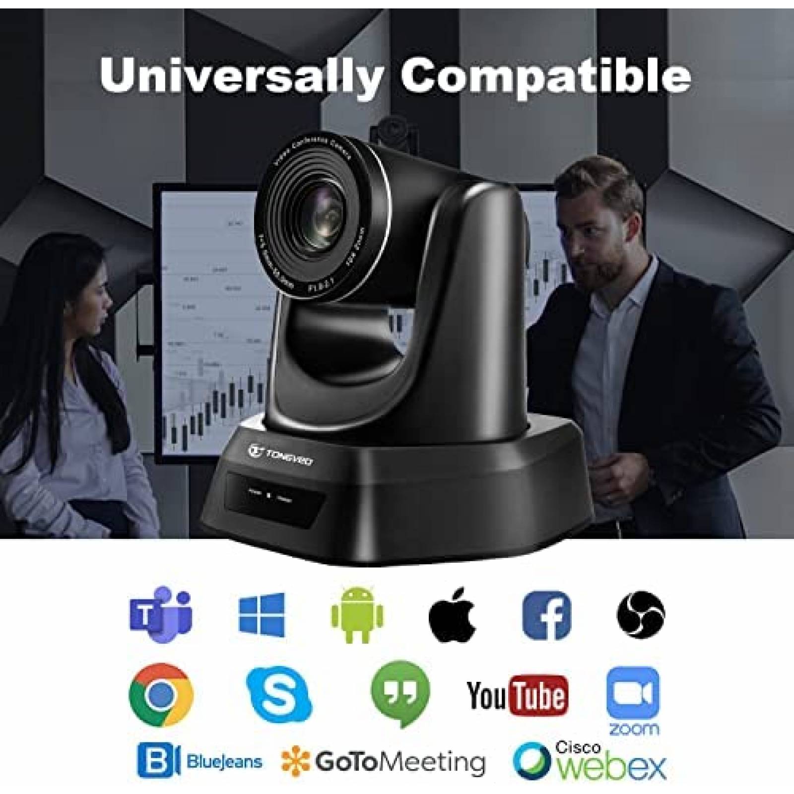 Camara Web TONGVEO 1080p HD 51.3 10x Zoom PTZ SD Bluetooth