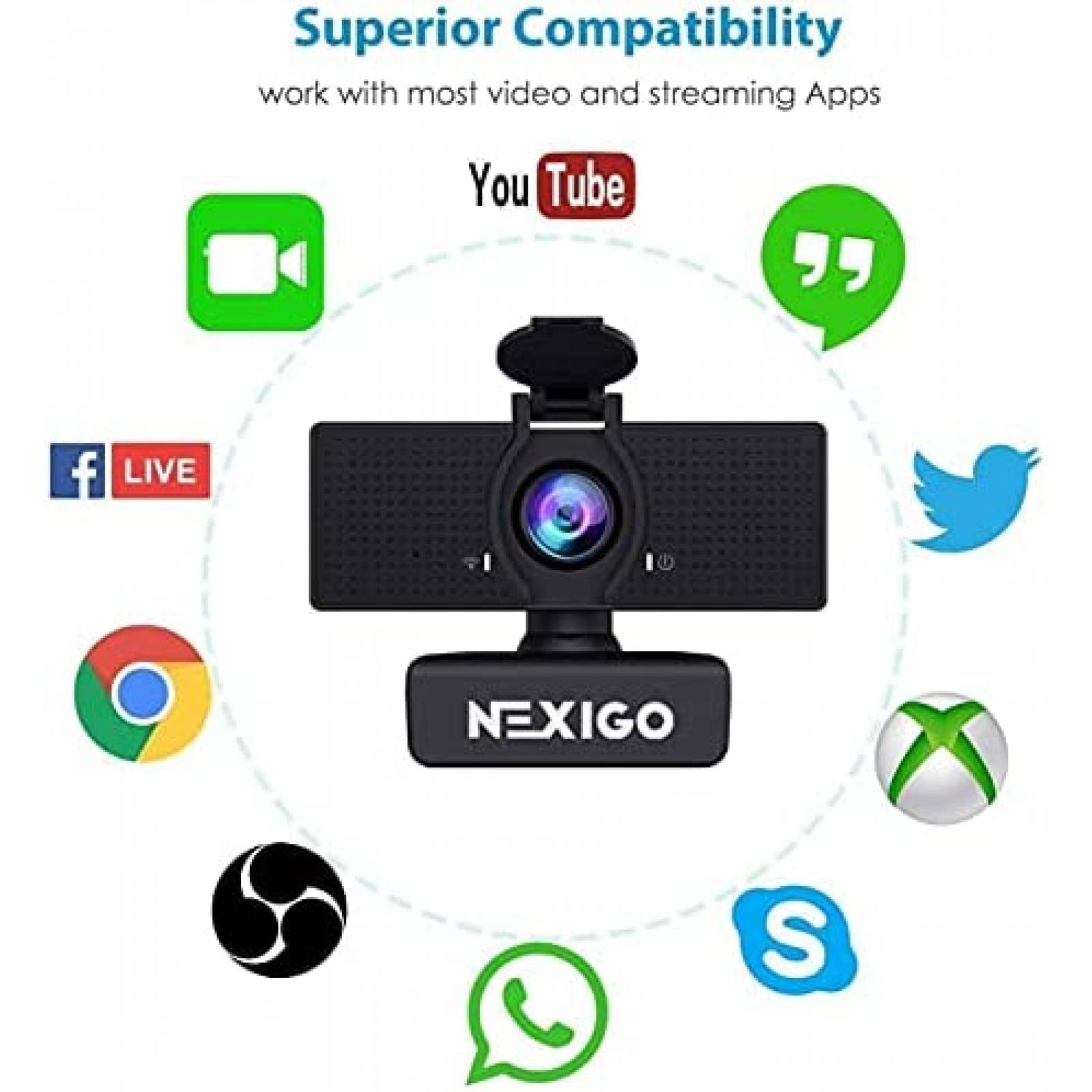 Camara Web NexiGo N60 1080p 30FPS Lente 3.6mm Cancela Ruido