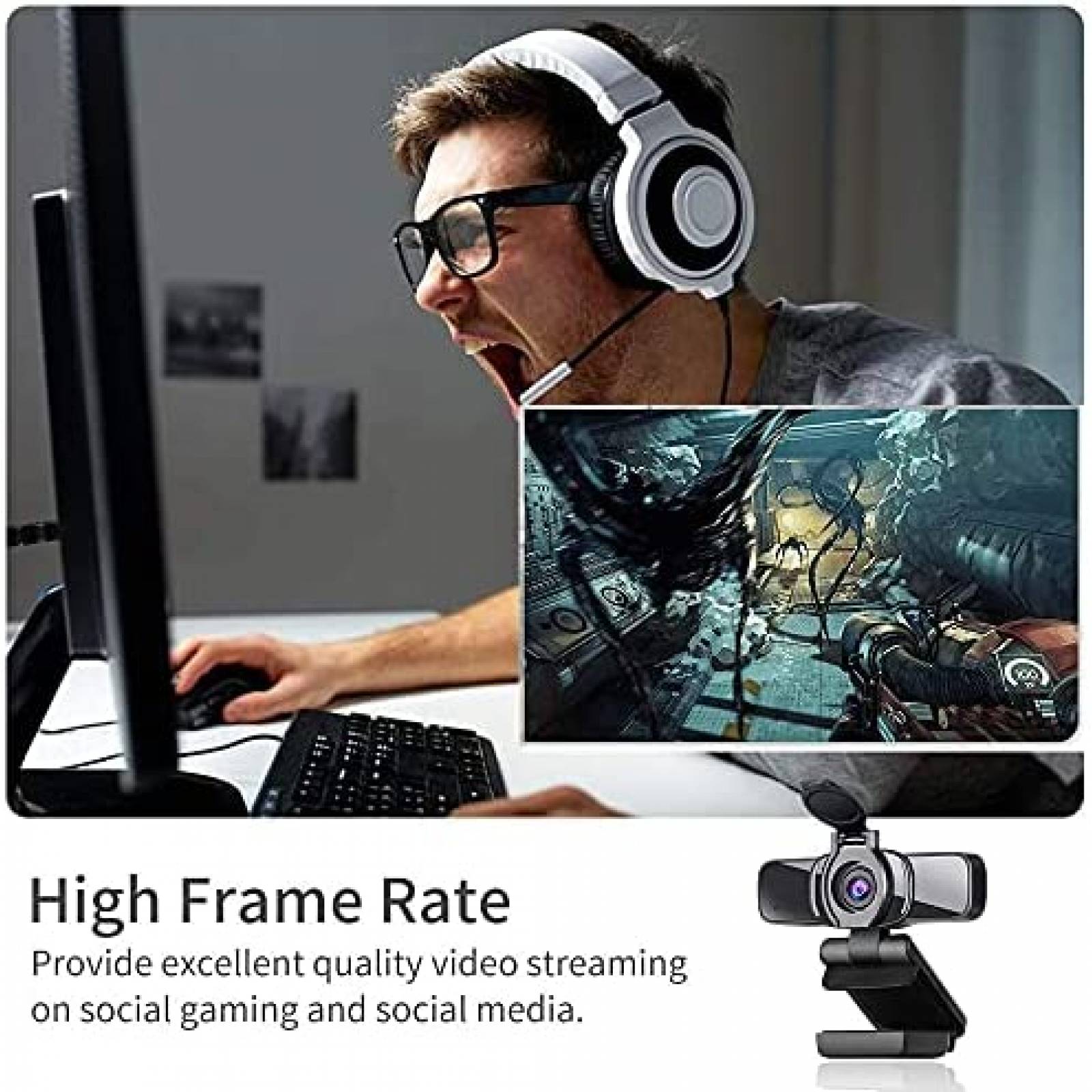 Camara Web Dericam 1080p FHD Autoenfoque + Mic 360 -Negro