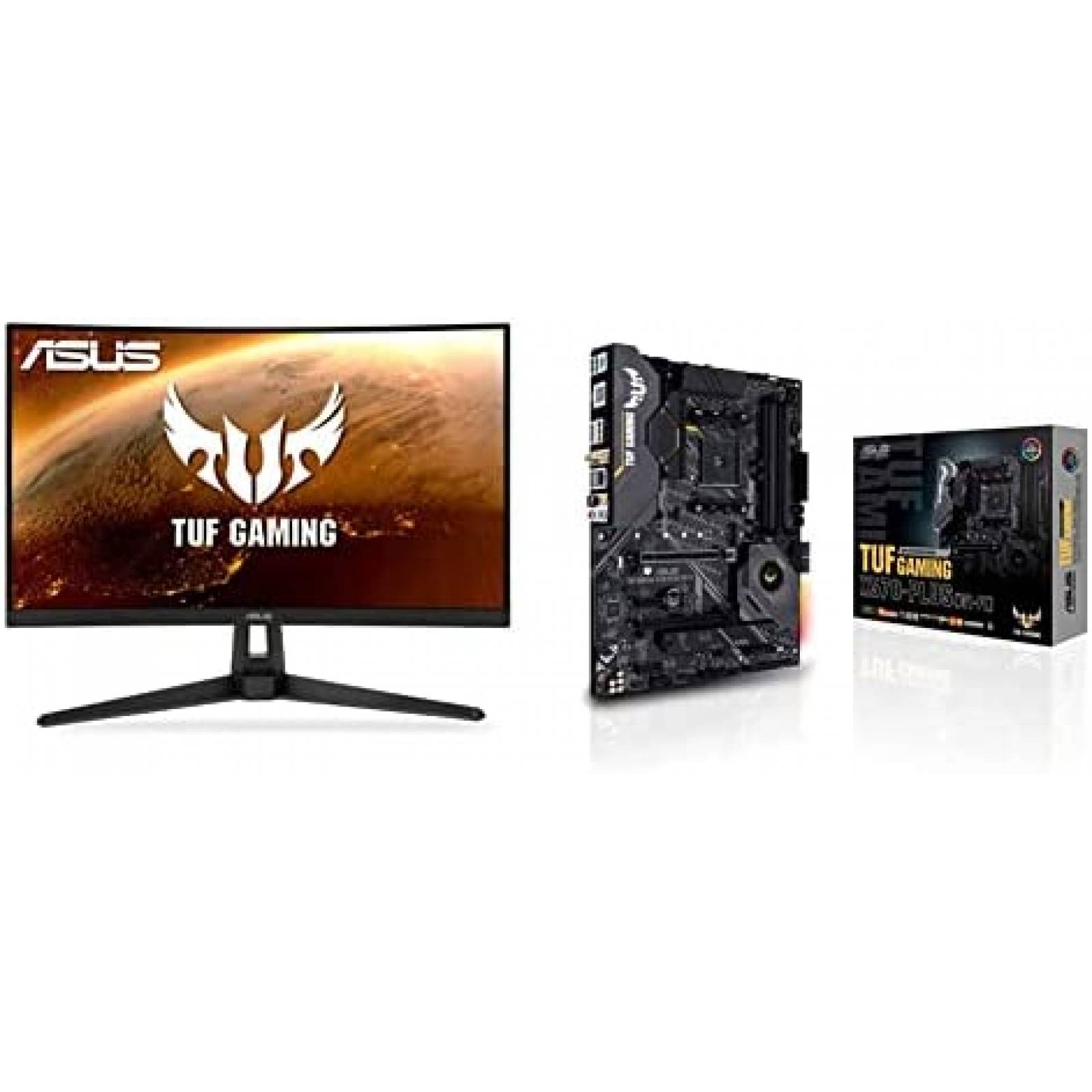 Monitor Curvo Gamer ASUS 27'' 165Hz+Tarjeta Madre-Negro