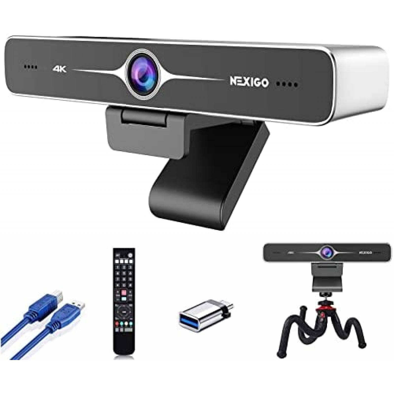 Camara Web NexiGo N970P 4K QHD 30fps 10x Zoom + Tripie