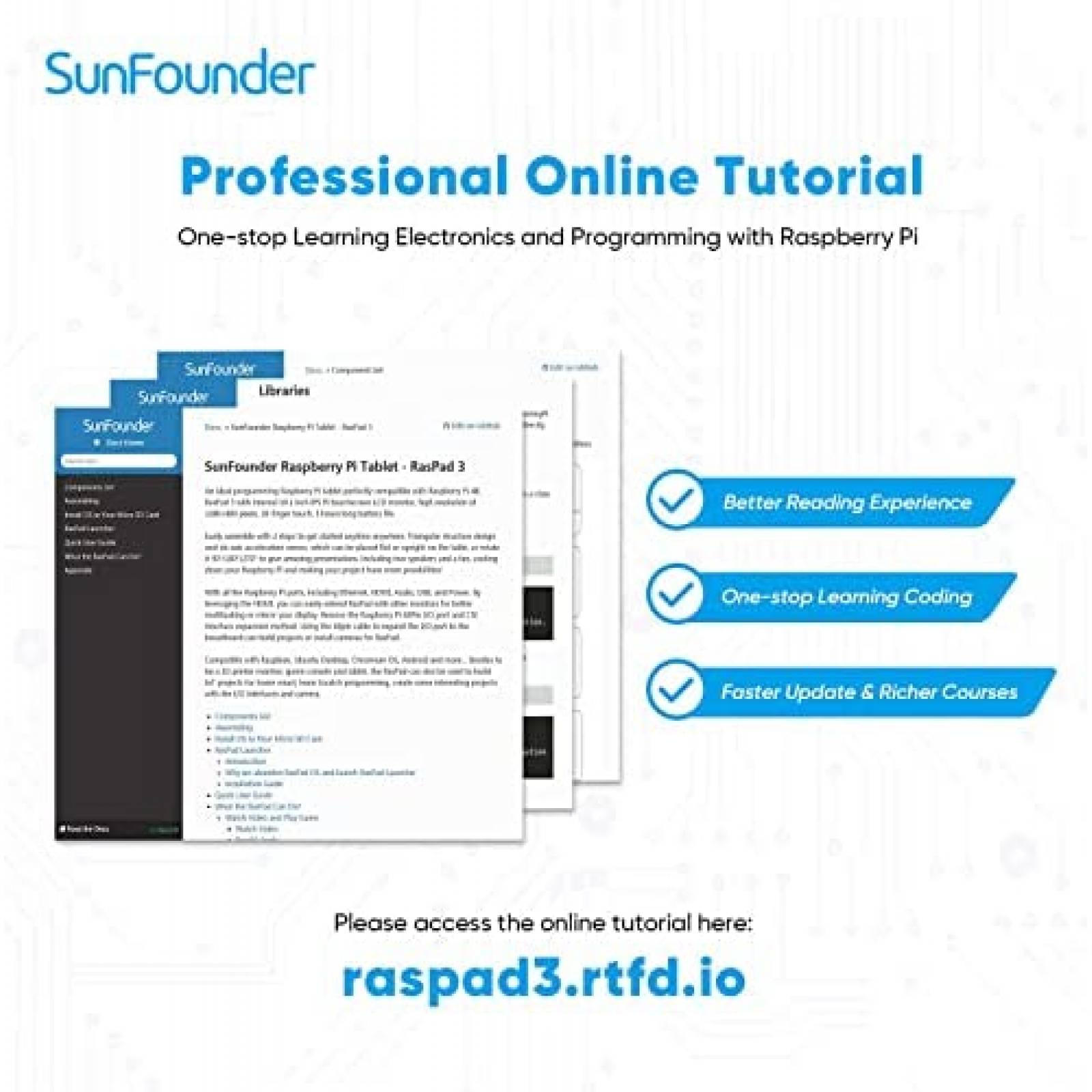 Tablet SunFounder RasPad 3.0 Smart Video Robot Kit -Negro