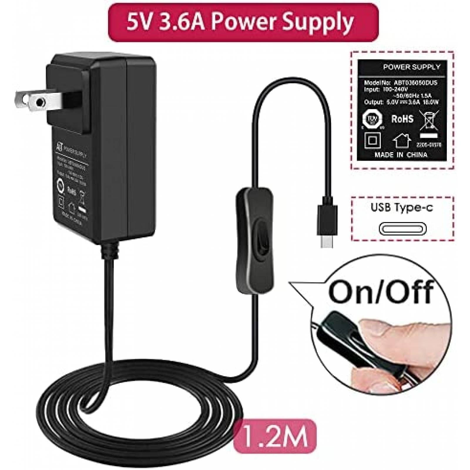 Fuente de Alimentacion GeeekPi para Raspberry Pi 18W 5V 3.6A