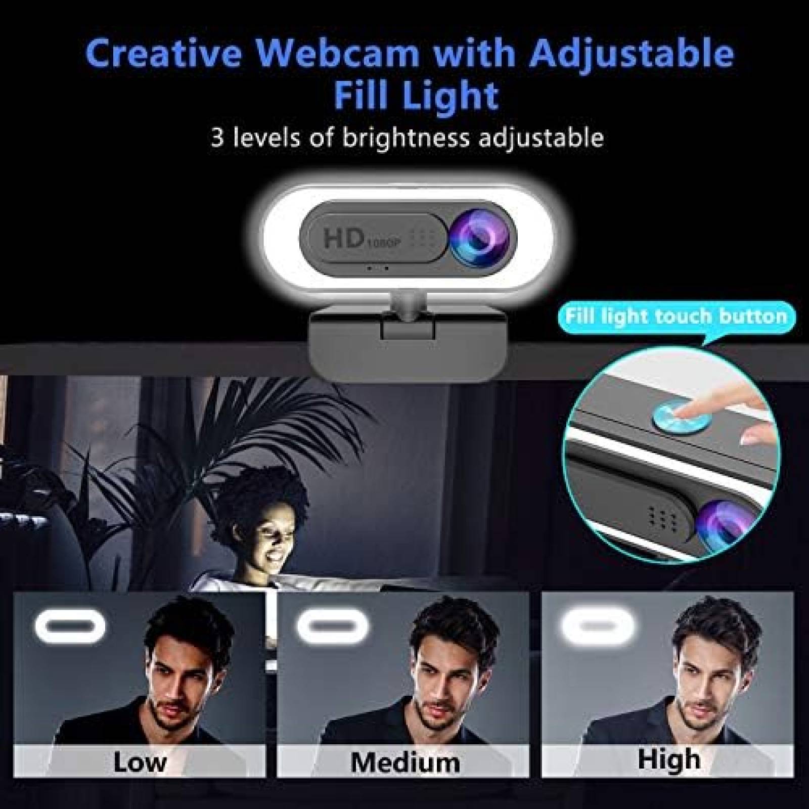 Camara Web ZZCP 2K FHD 120 Aro de Luz 3 Modos + Tripie