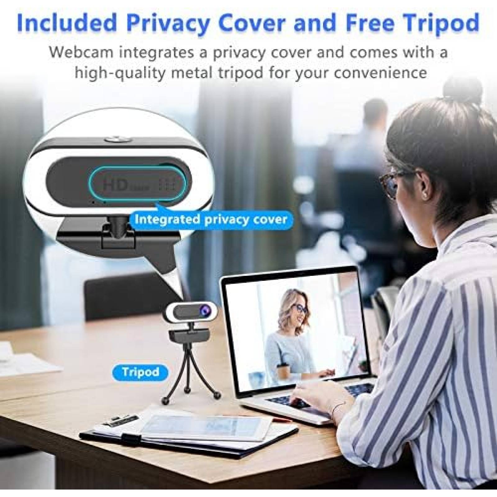 Camara Web ZZCP 2K FHD 120 Aro de Luz 3 Modos + Tripie