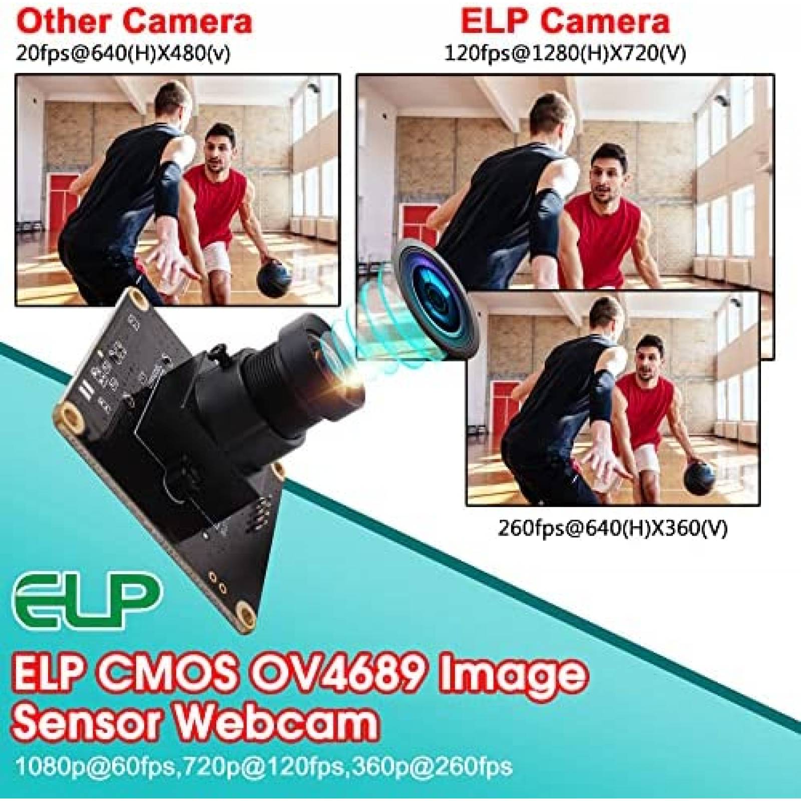 Webcam Mini ELP cmos ov4689 260fps 2MP 1080p USB -Negro