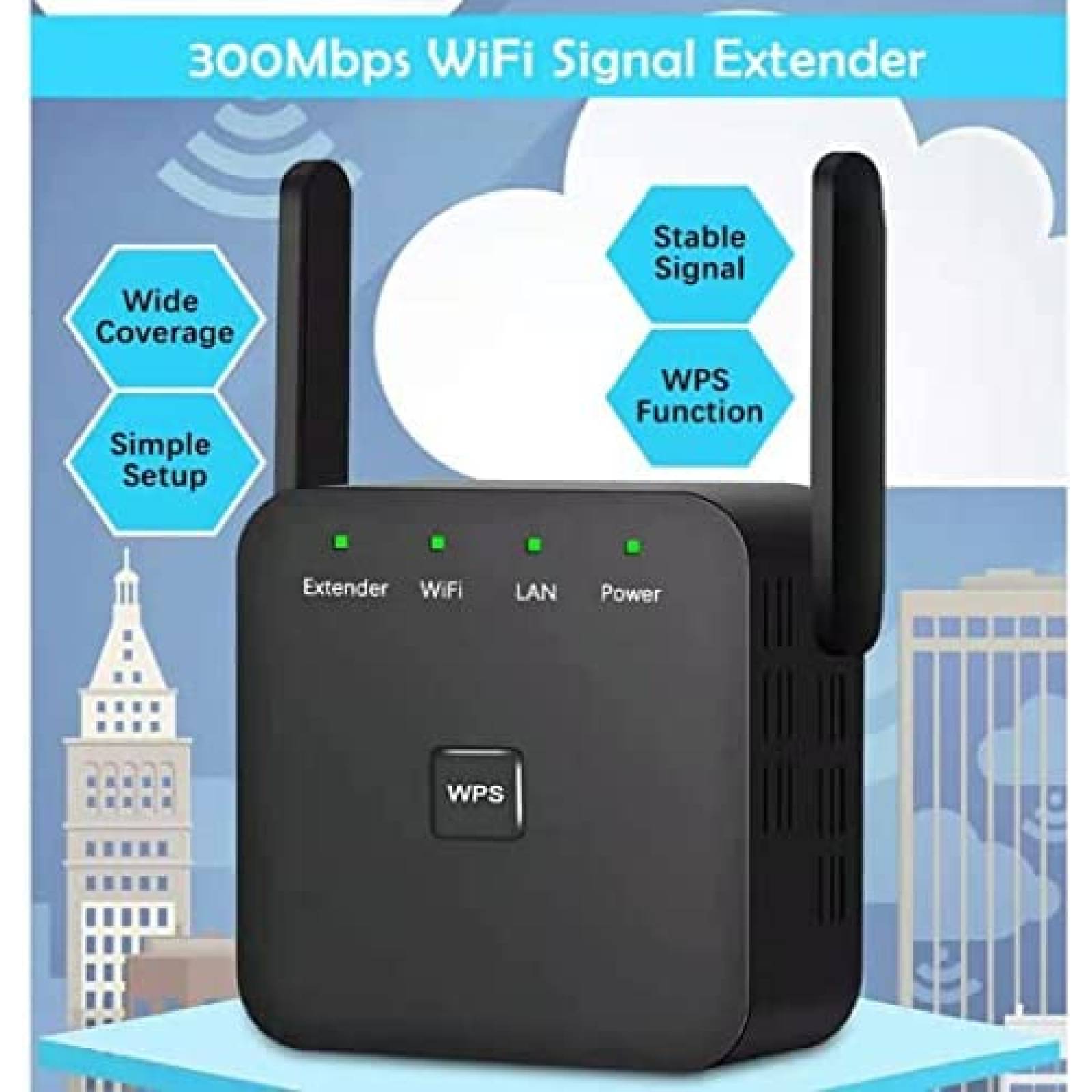 Repetidor de Señal Wifi CJXX para 45 Dispositivos -Negro