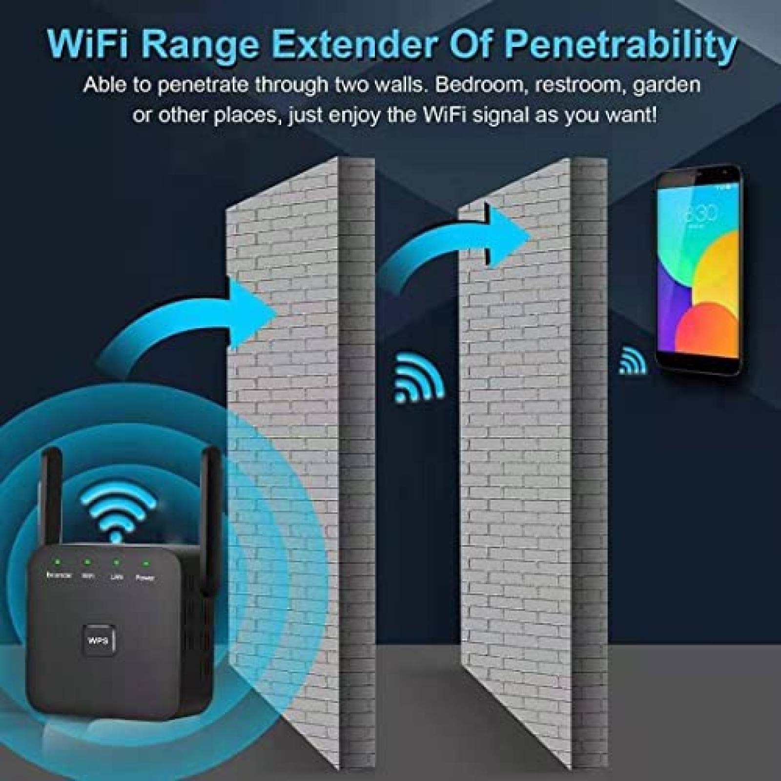 Repetidor de Señal Wifi CJXX para 45 Dispositivos -Negro