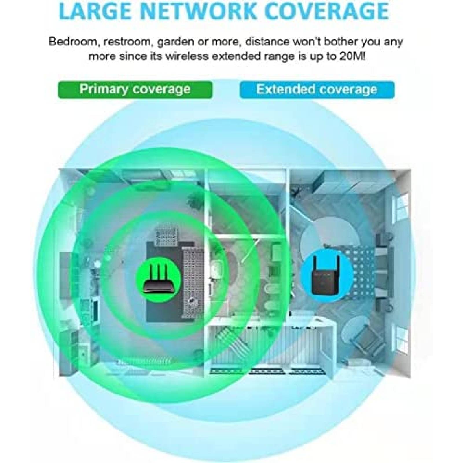Repetidor de Señal Wifi CJXX para 45 Dispositivos -Negro