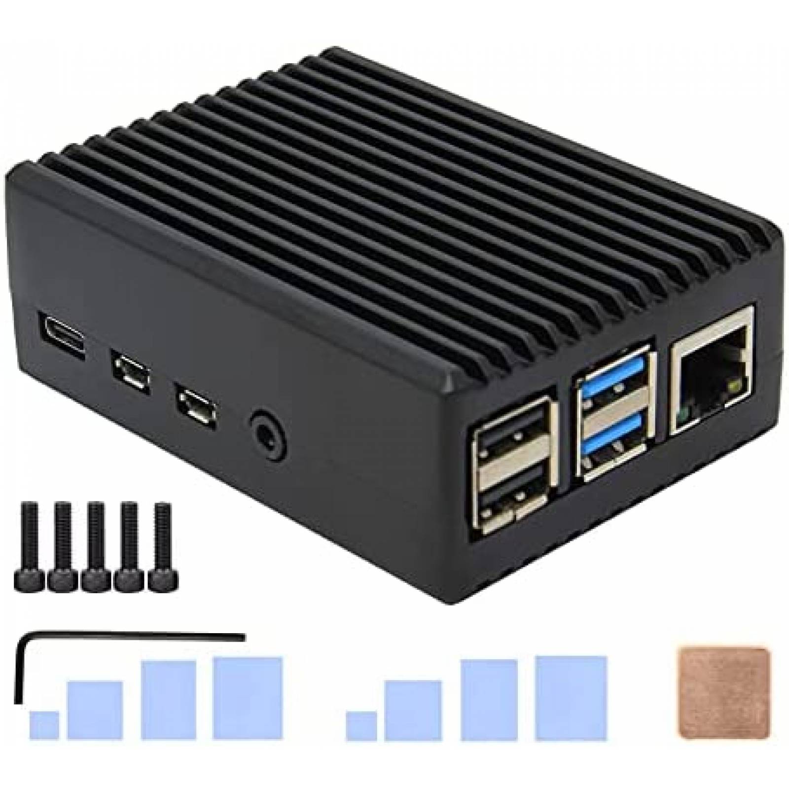 Funda Para Raspberry Pi 4 Geekworm Model B Aluminio -Negro