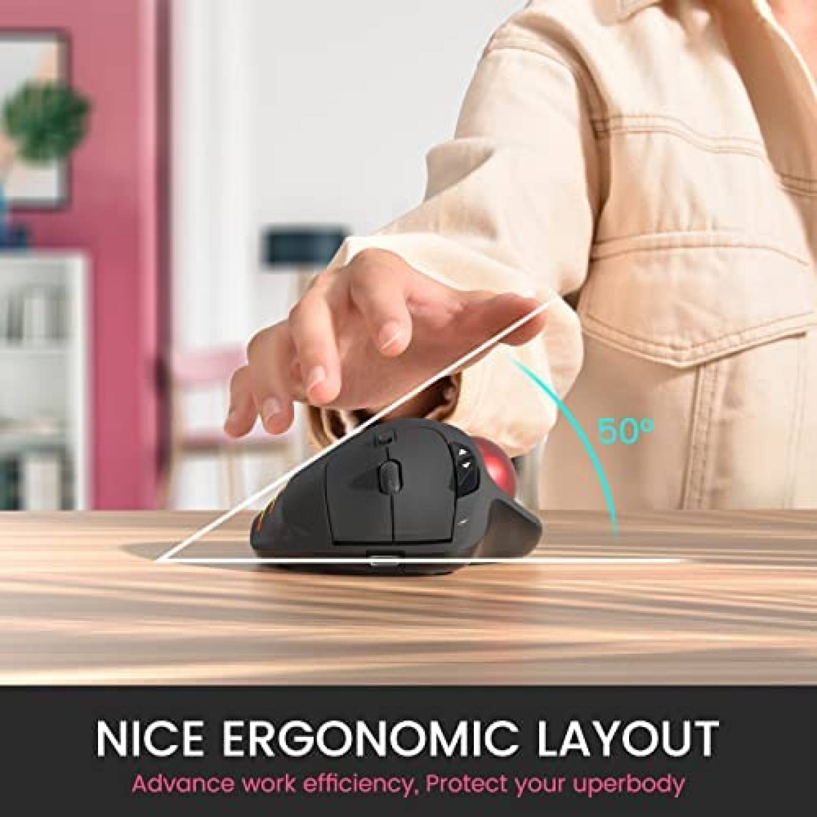 Mouse Gamer LIZRROT Inalambrico Ergonomico Bluetooth -Negro