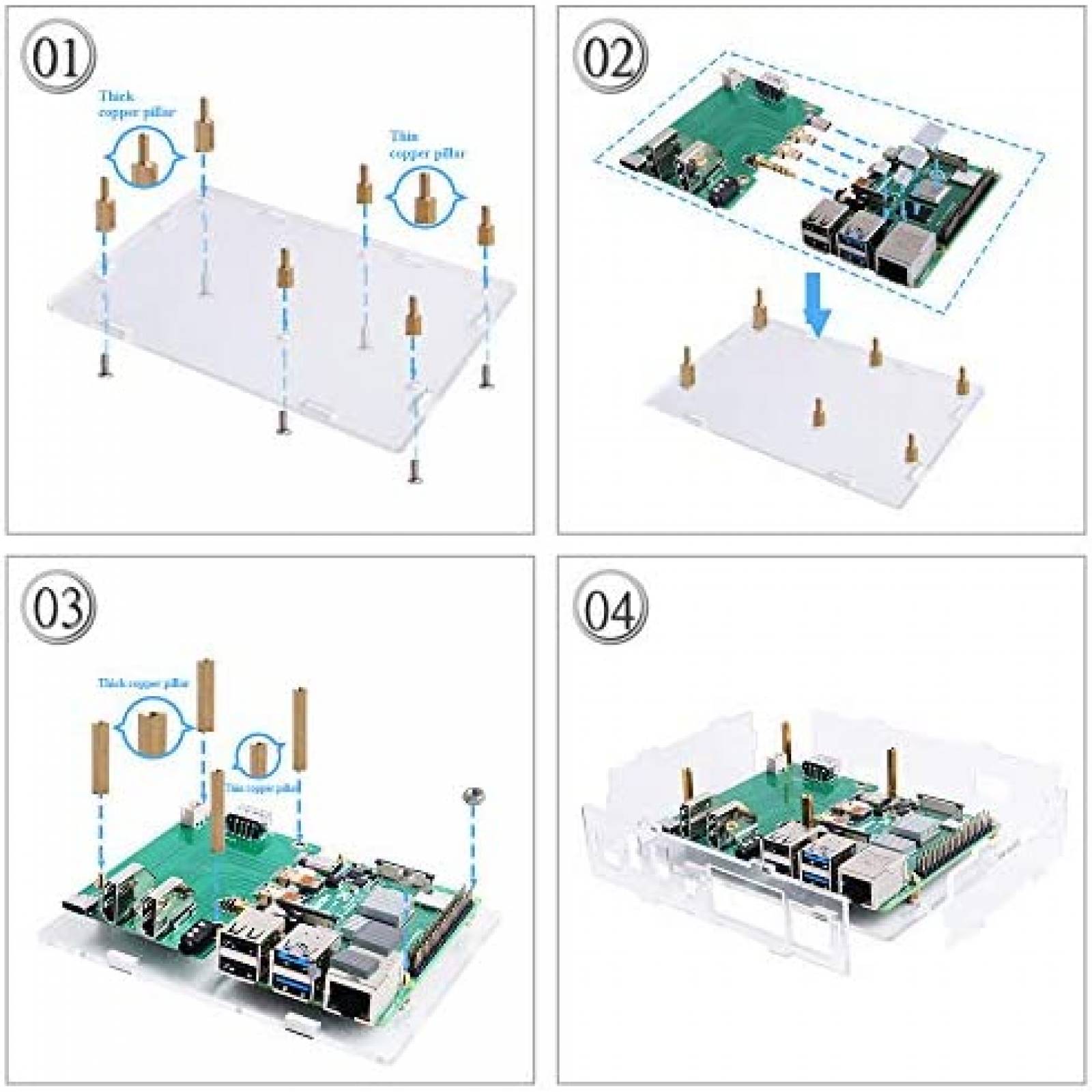 Geekpi Rack Raspberry Pi Funda Para Raspberry Pi 4 Geekpi Model B Acrilico -Blanco