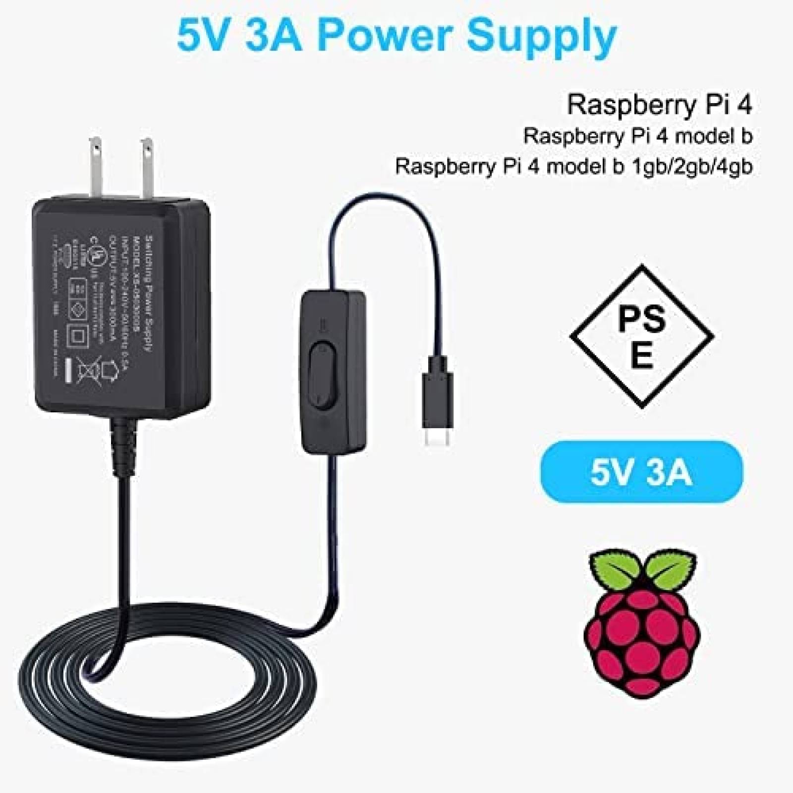 Funda Para Raspberry Pi 4 Smraza Model B RPI 5V 3A -Negro