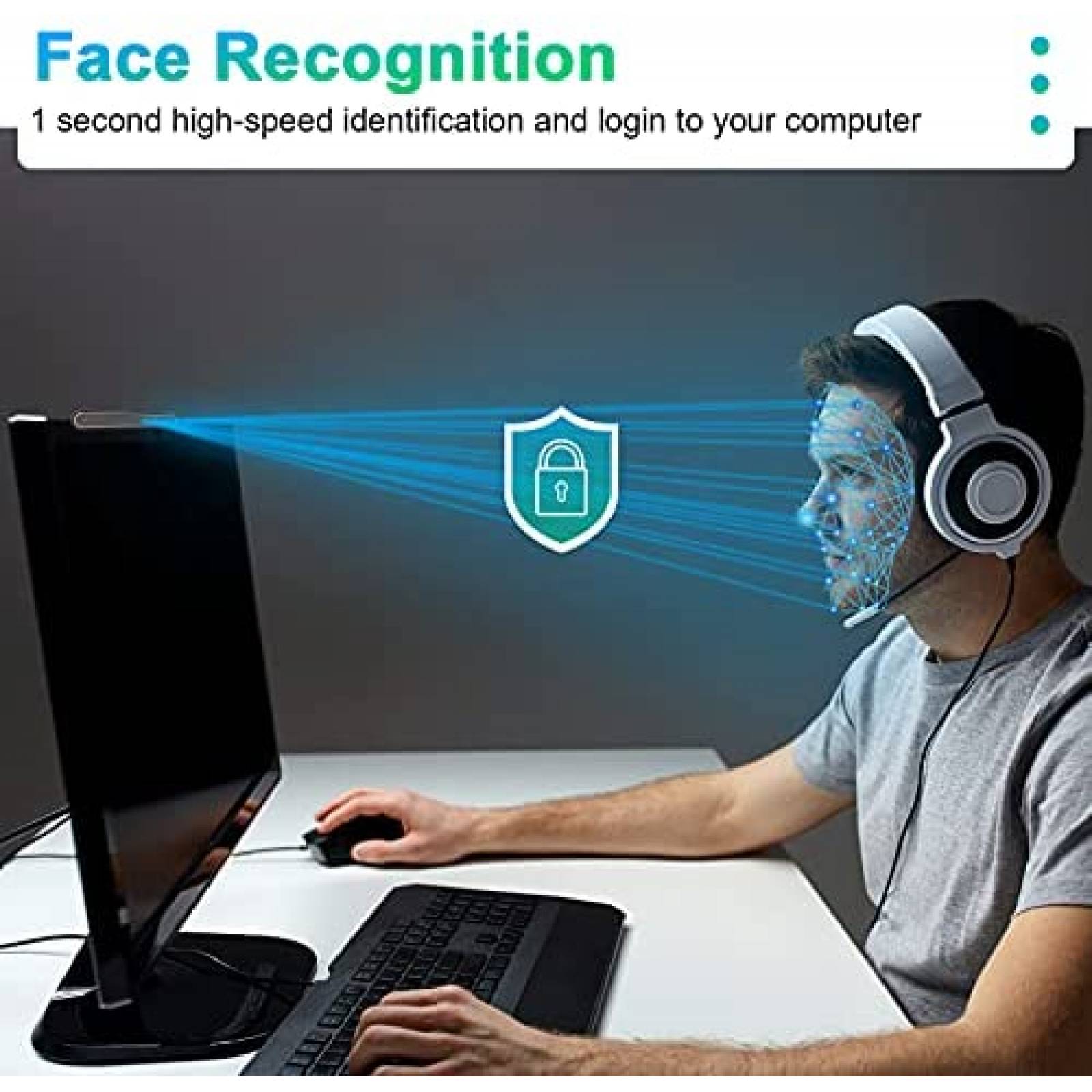 Camara Web IPTNIC 1080p FHD Reconocimiento Facial 2 Mic