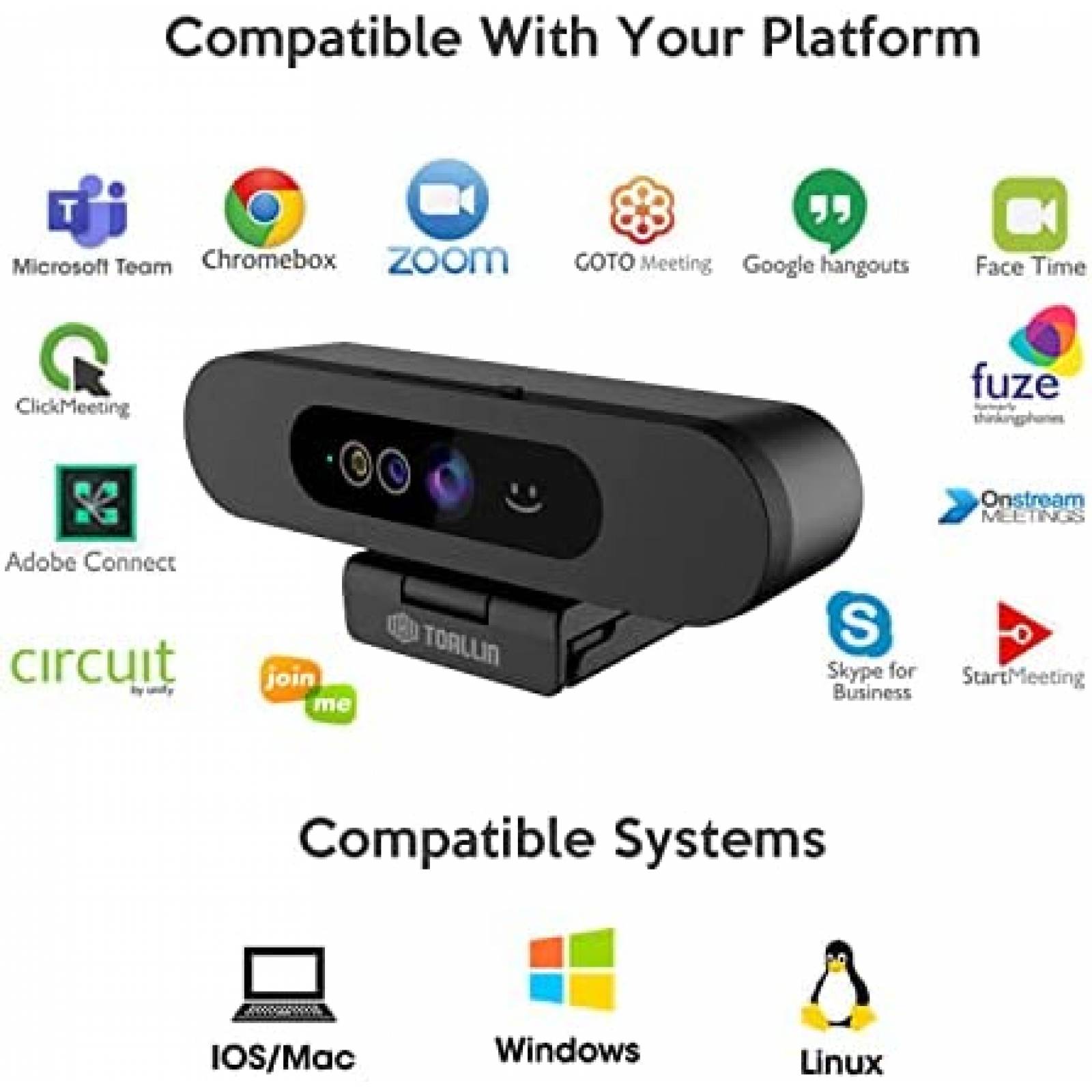 Camara Web TOALLIN 1080p FHD 90 Reconocimiento Facial