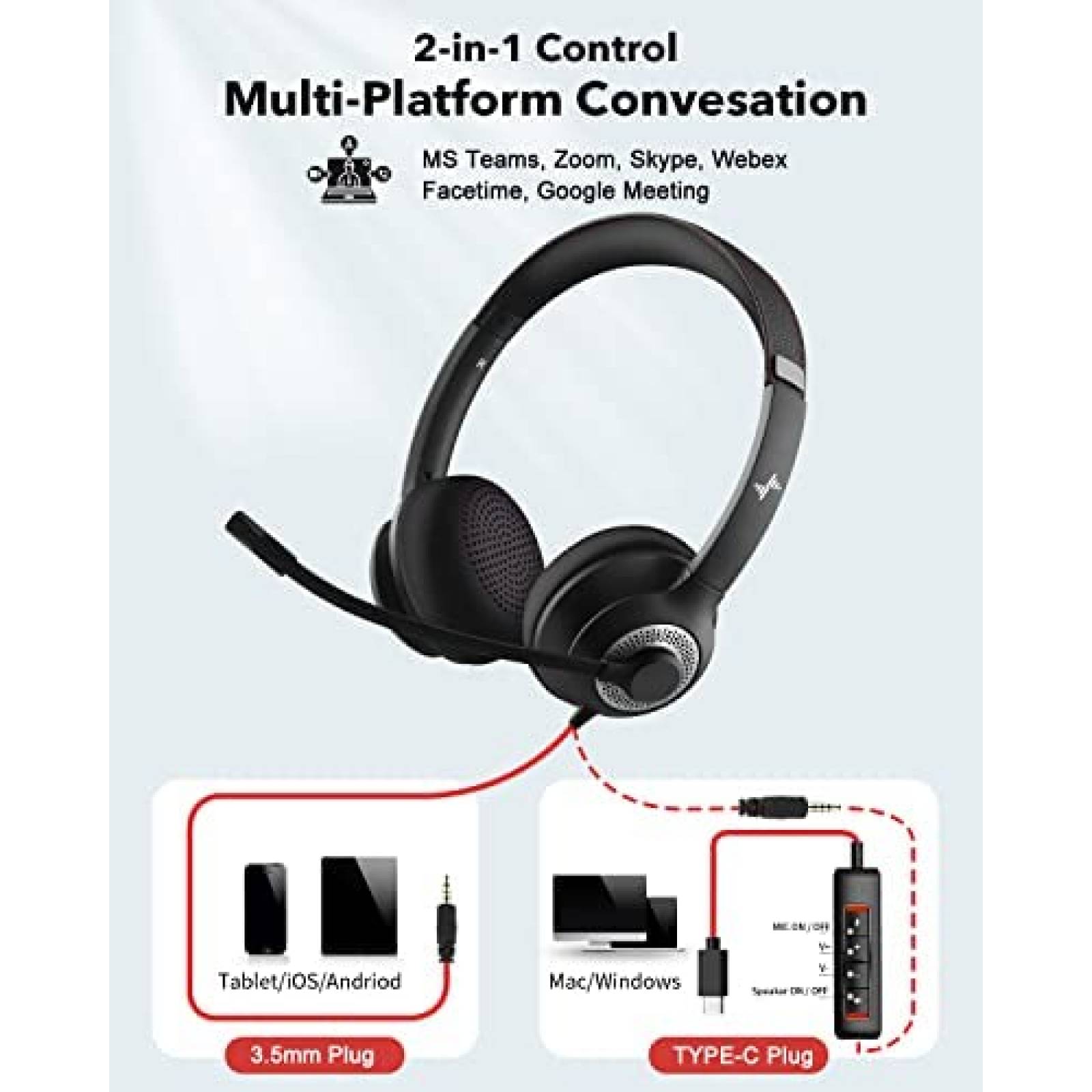 Audifonos Alambricos JIAMQISHI Microfono Cancelacion Ruido