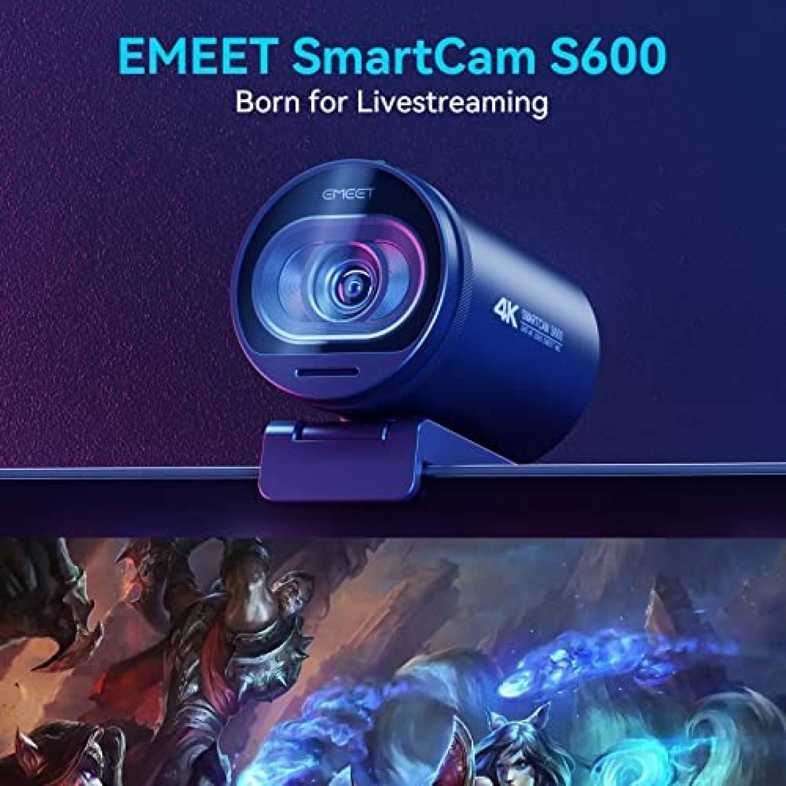 Camara Web EMEET S600 4K UHD 60FPS 88 Autoenfoque 2 Mic