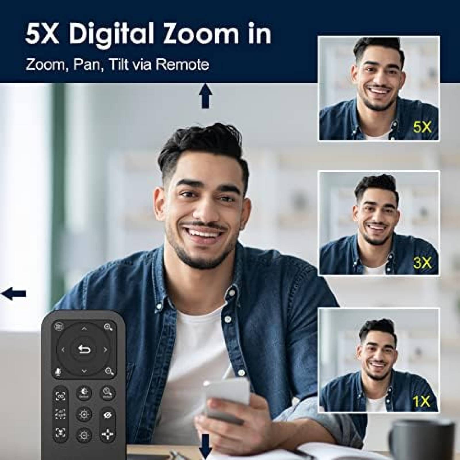 Camara Web Angetube 2K HDR 5X Zoom 2 Mic Aro Luz Integrado