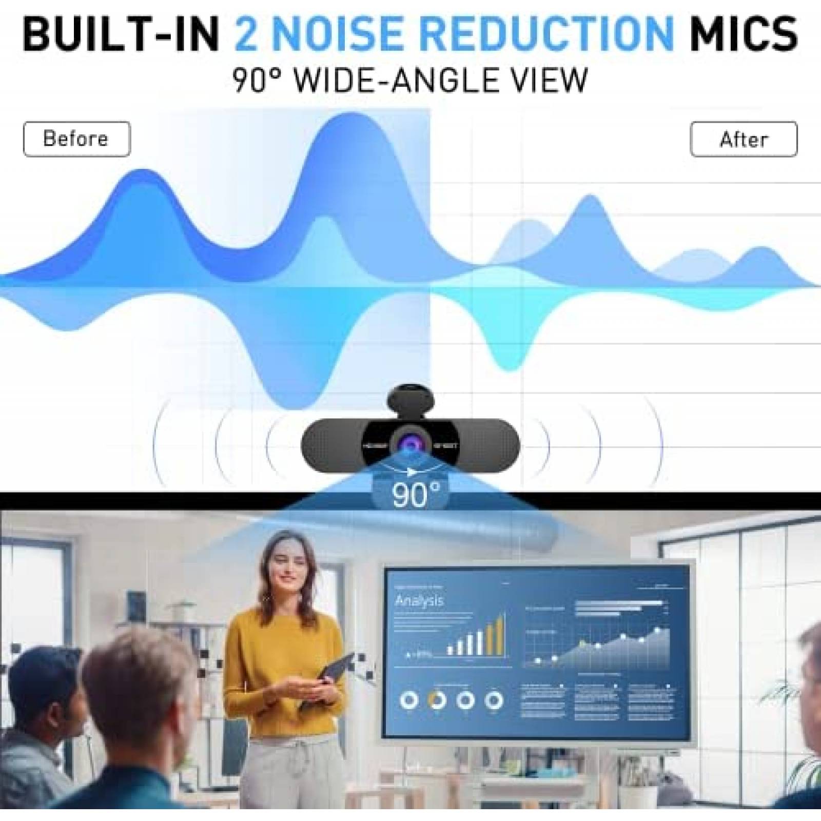 Camara Web EMEET C960 1080p 90 2 Mic Cancela Ruido + Tripie