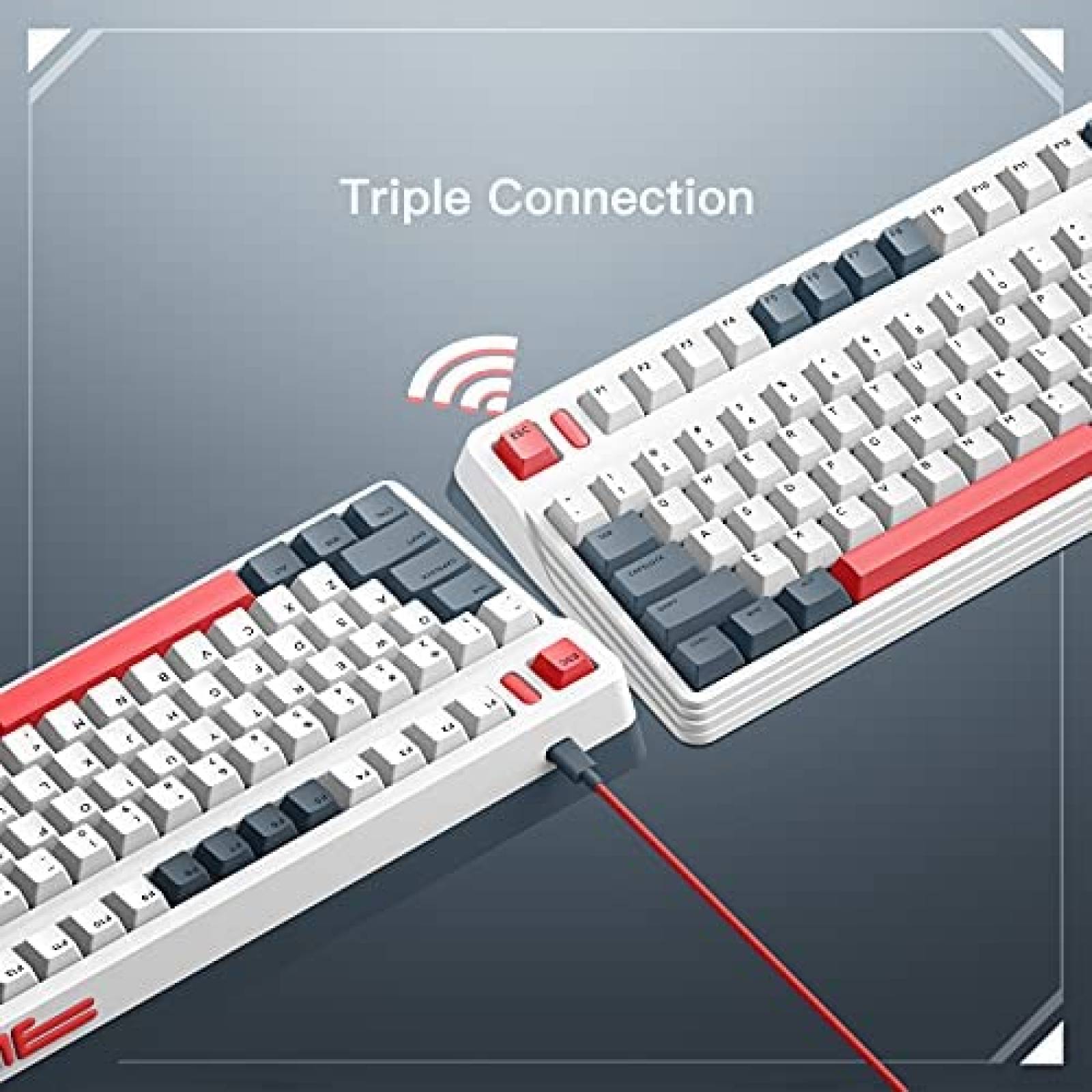 Teclado Gamer iQunix L80 LED RGB Inalambrico 2.4G -Blanco