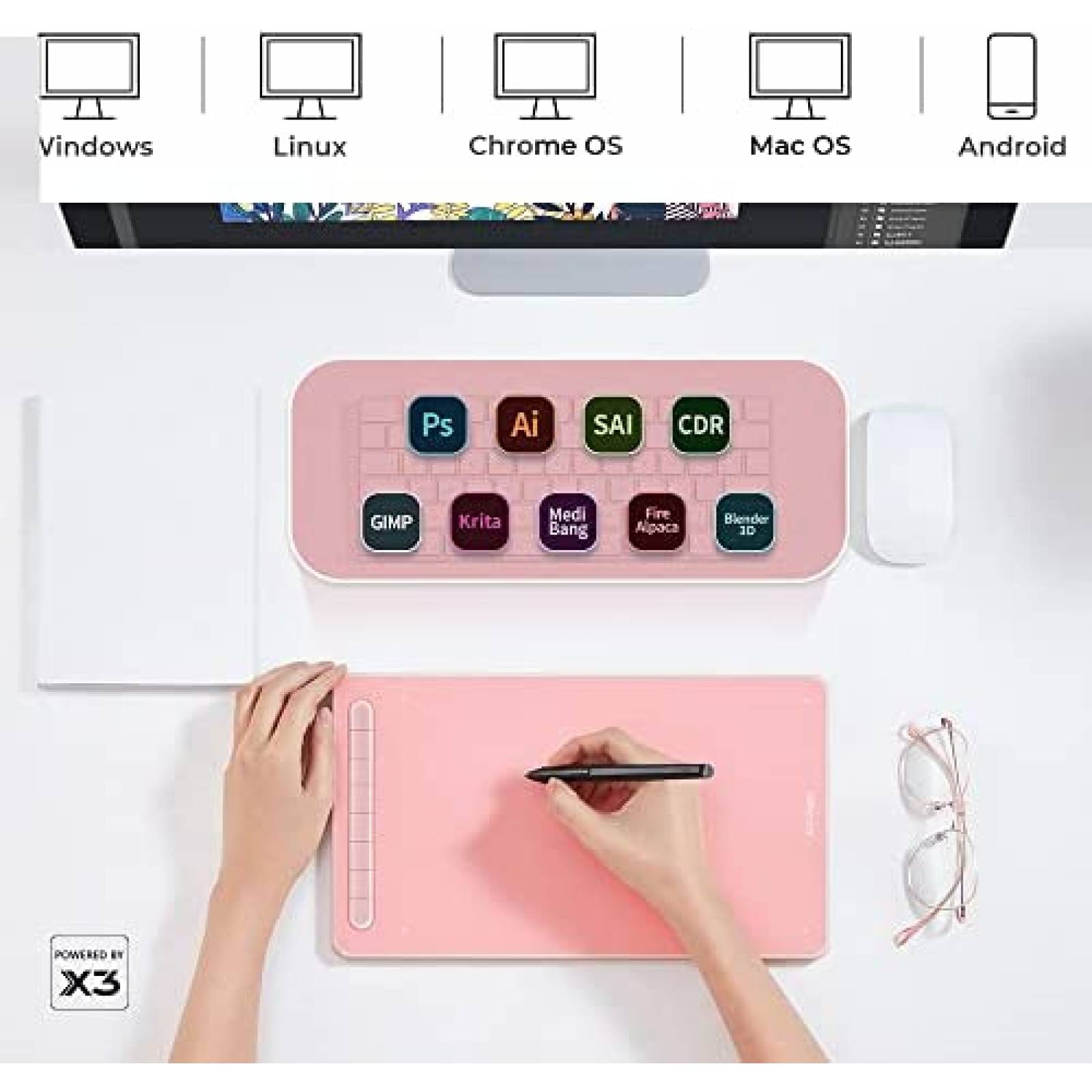 Tableta Grafica XP-Pen Deco L 10"x6" con Lapiz optico -Rosa