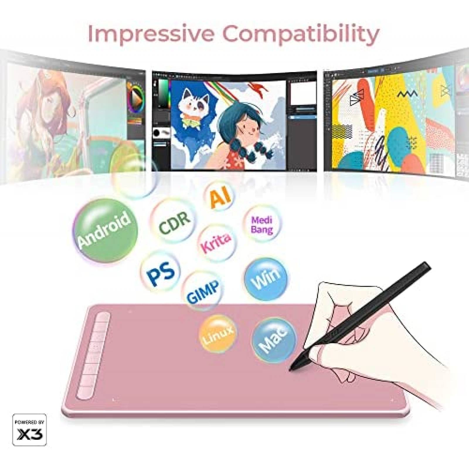 Tableta Grafica XP-Pen Deco L 10"x6" con Lapiz optico -Rosa