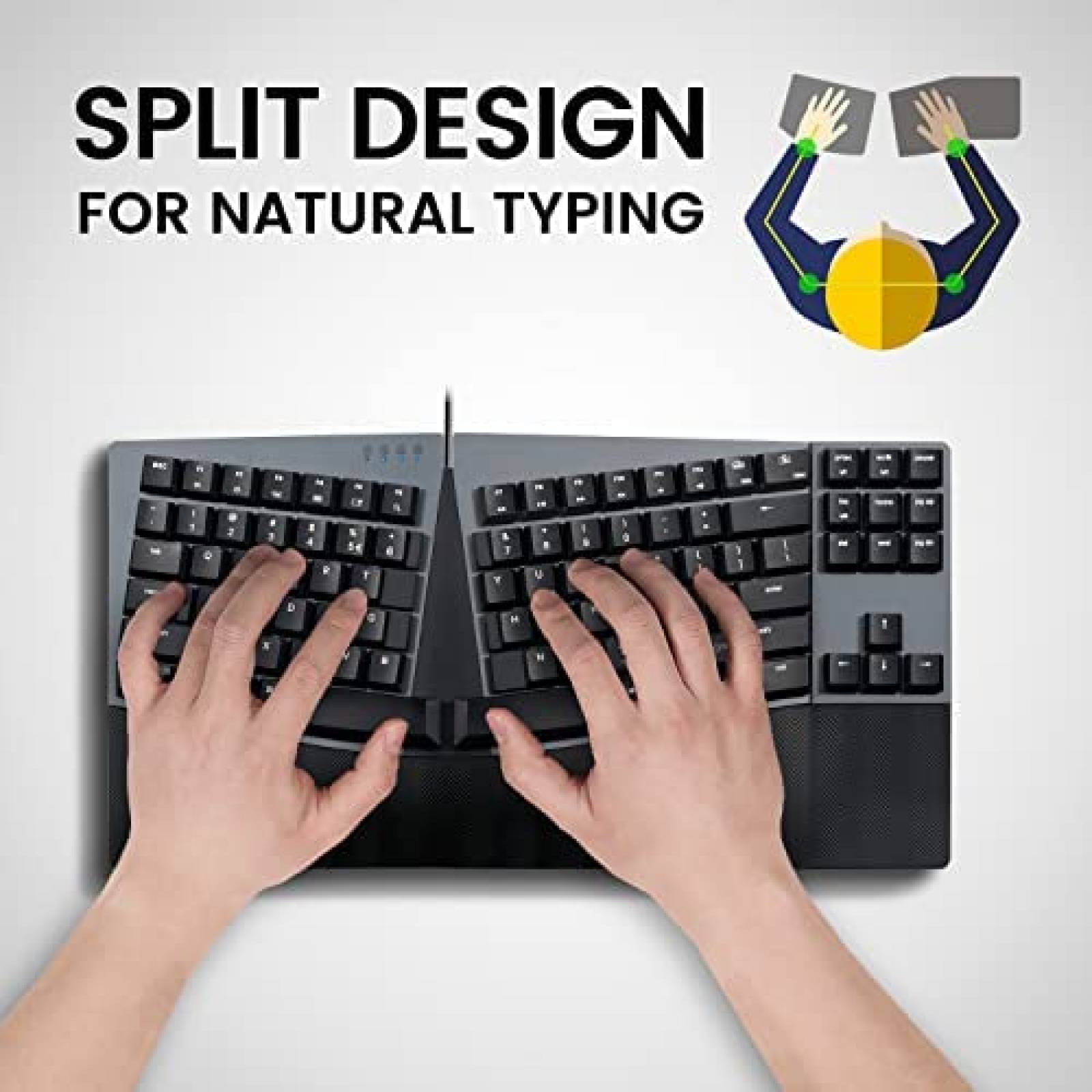 Teclado Gamer Perixx Alambrico Ergonomico Mecanico -Negro