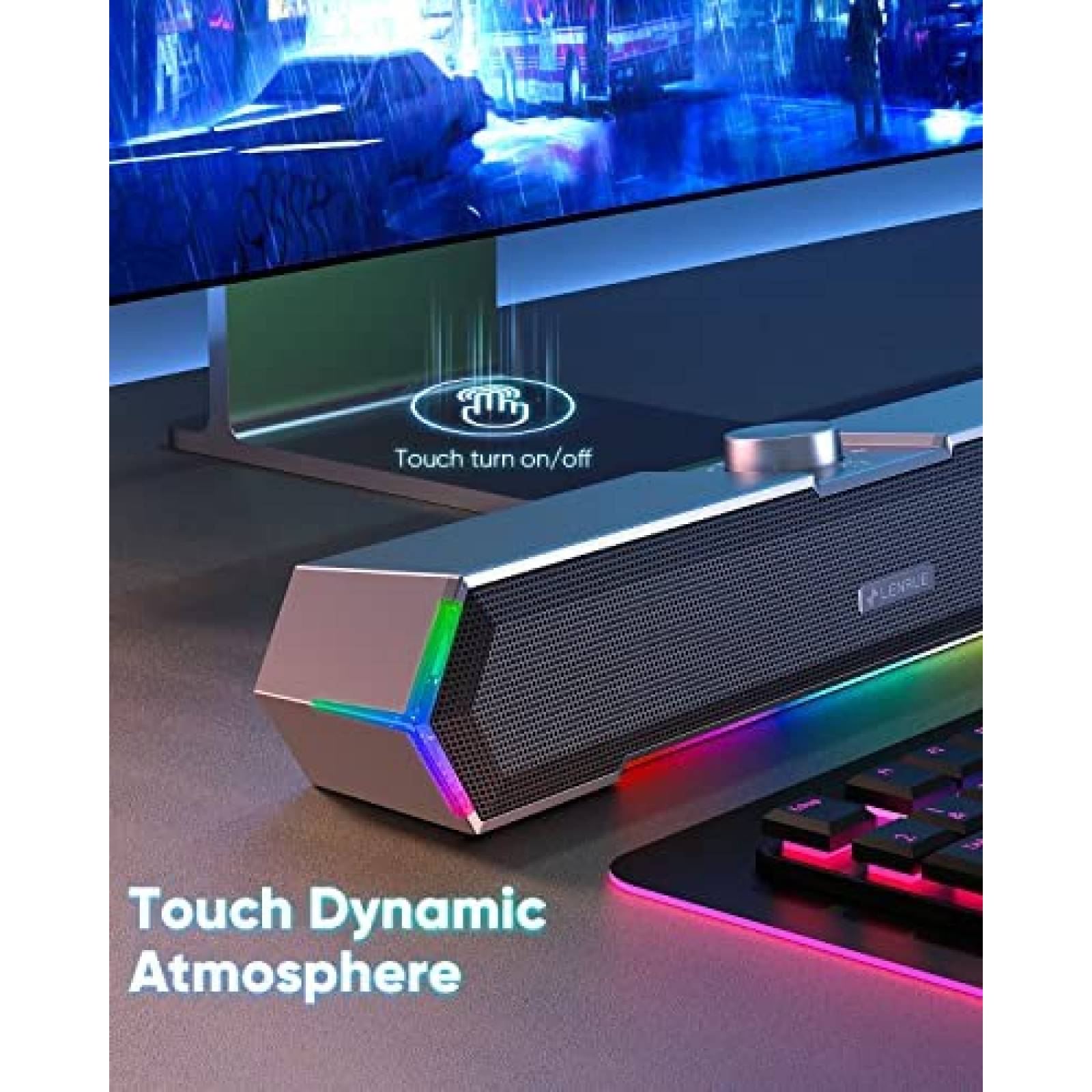 Altavoces de Computadora LENRUE G11 USB/USB-C Luces -Negro