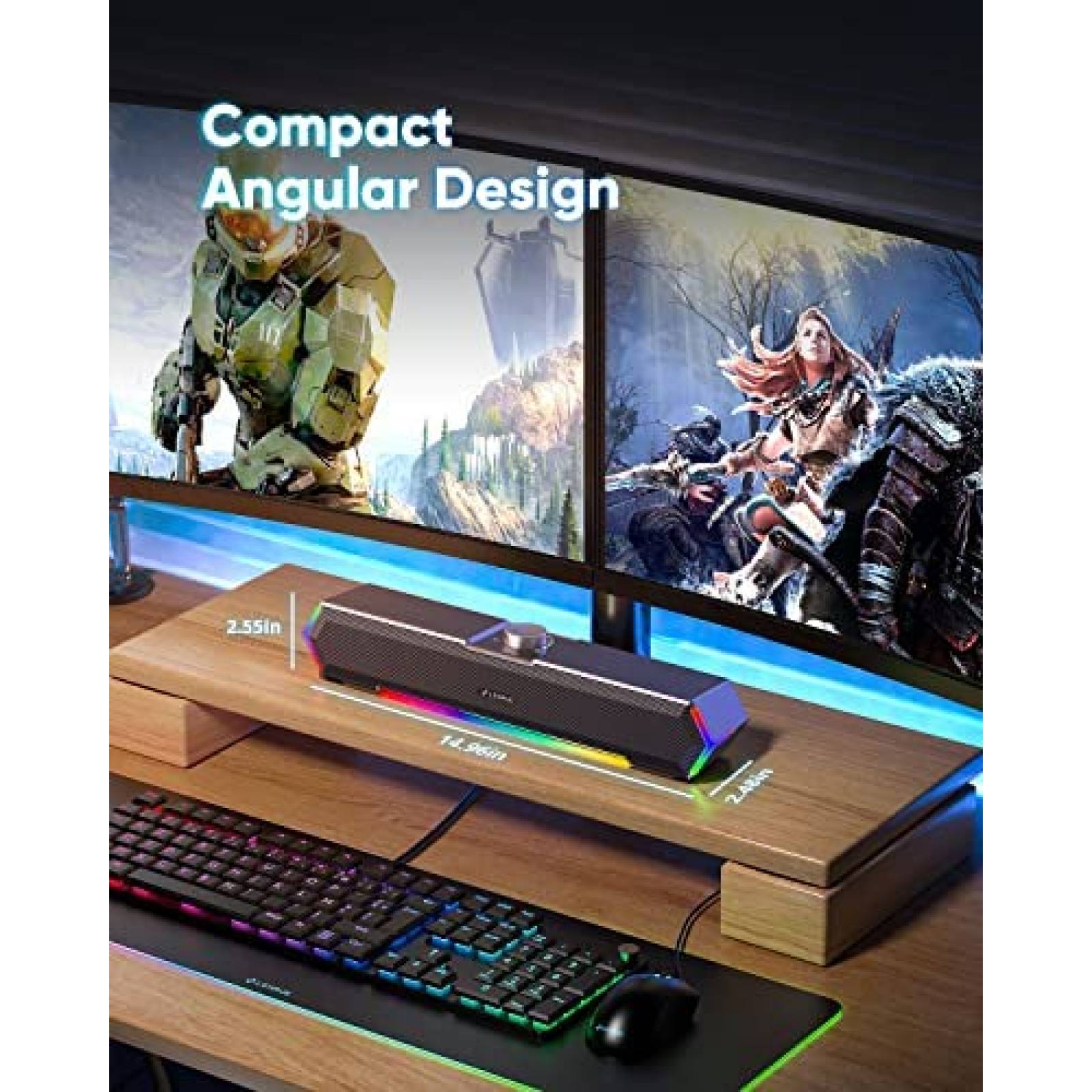 Altavoces de Computadora LENRUE G11 USB/USB-C Luces -Negro