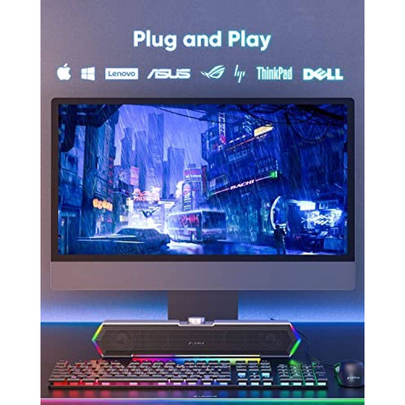 Altavoces de Computadora LENRUE G11 USB/USB-C Luces -Negro