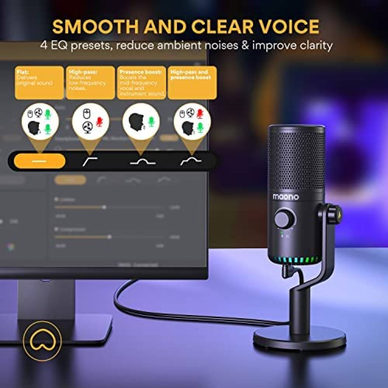 Microfono Gamer MAONO DM30 RGB Programable para Streaming