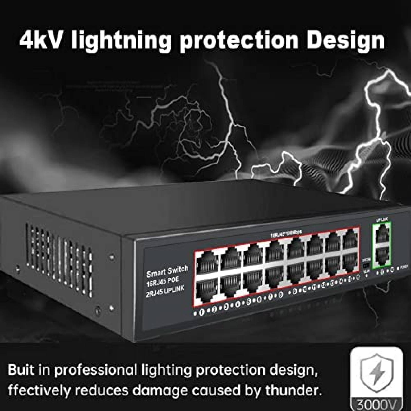 Switch Ethernet TEROW 16 Puertos Gigabit 2 Puertos Uplink