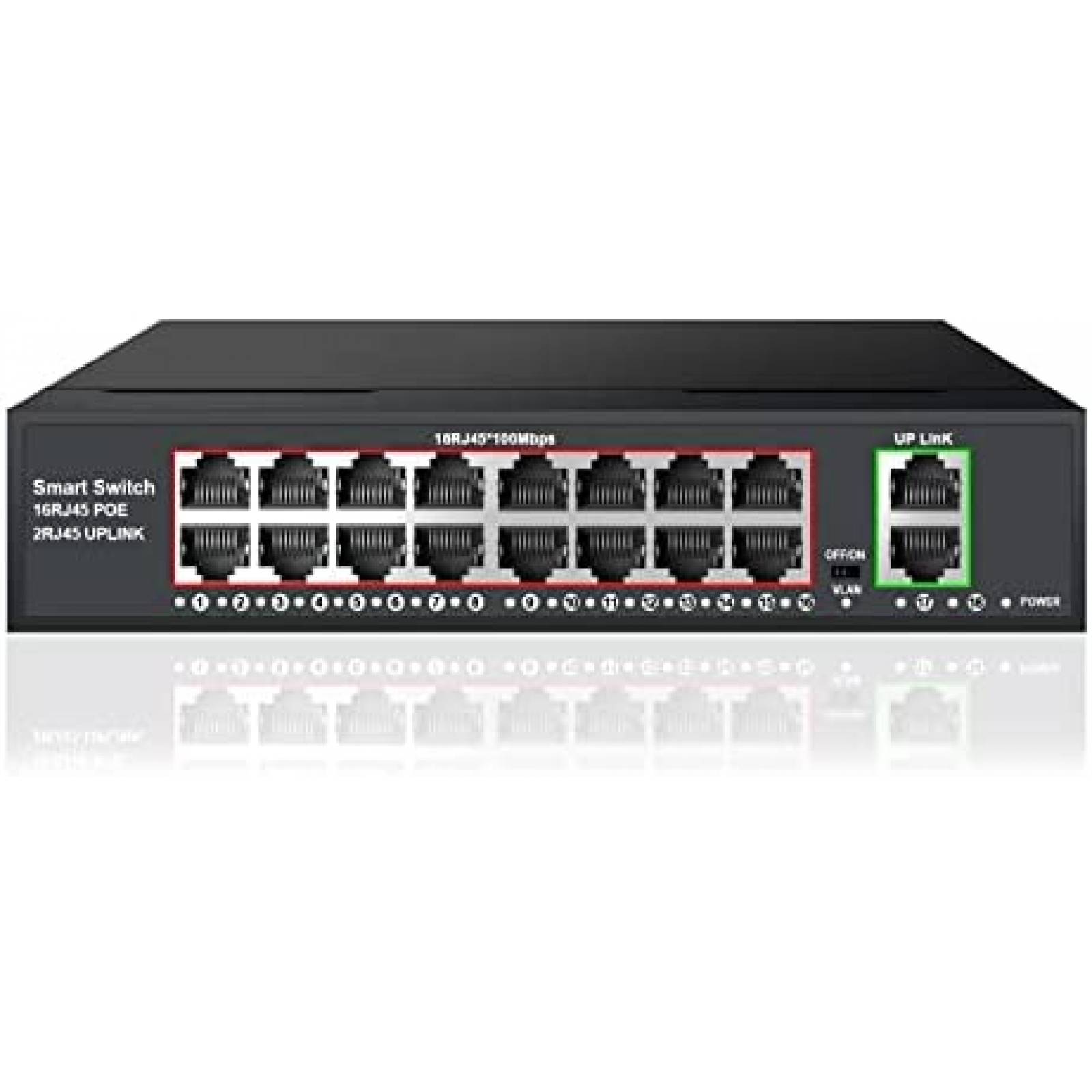 Switch Ethernet TEROW 16 Puertos Gigabit 2 Puertos Uplink