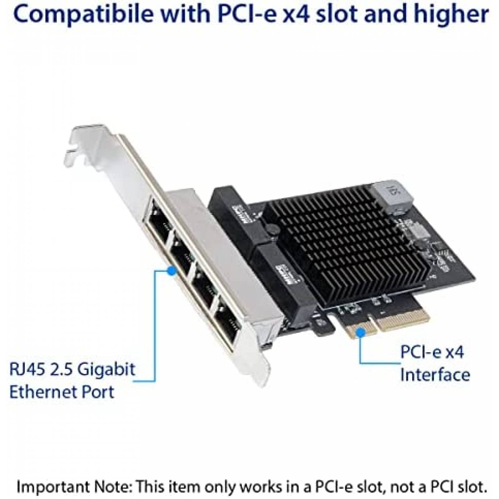 Tarjeta Ethernet IO CREST Quad 2.5Gb PCI-E 10-25000 Mbps