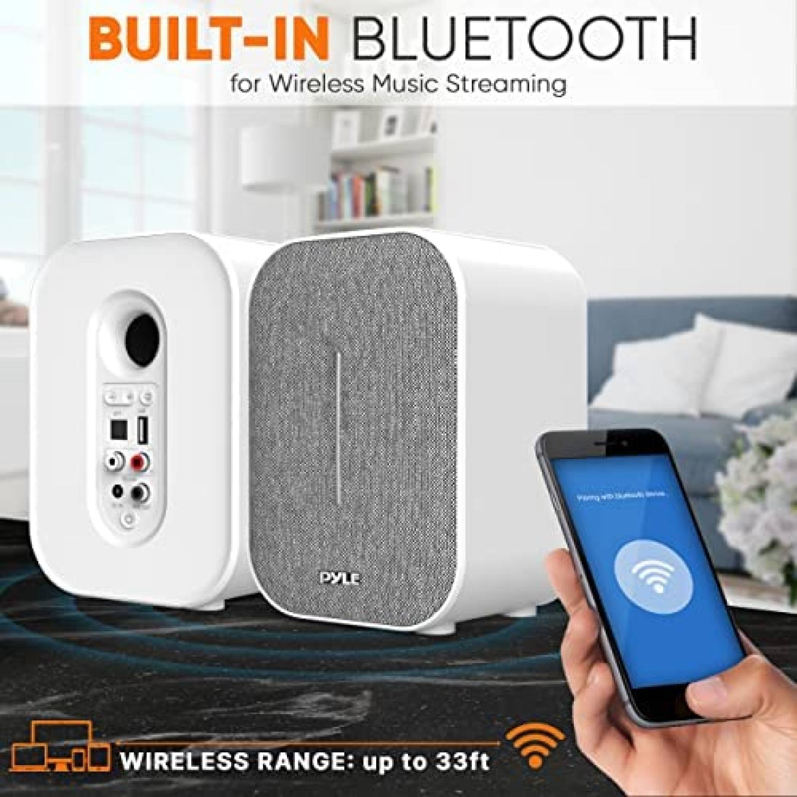 Par de Bocinas Bluetooth Plye PBKST33 50W Rca Aux -Blanco