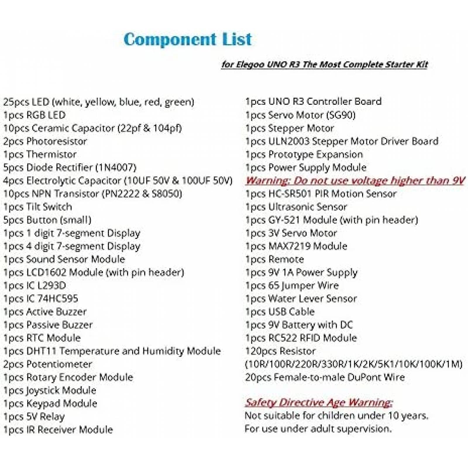 Kit Completo Para Arduino ELEGOO Con Tutorial 63 Articulos