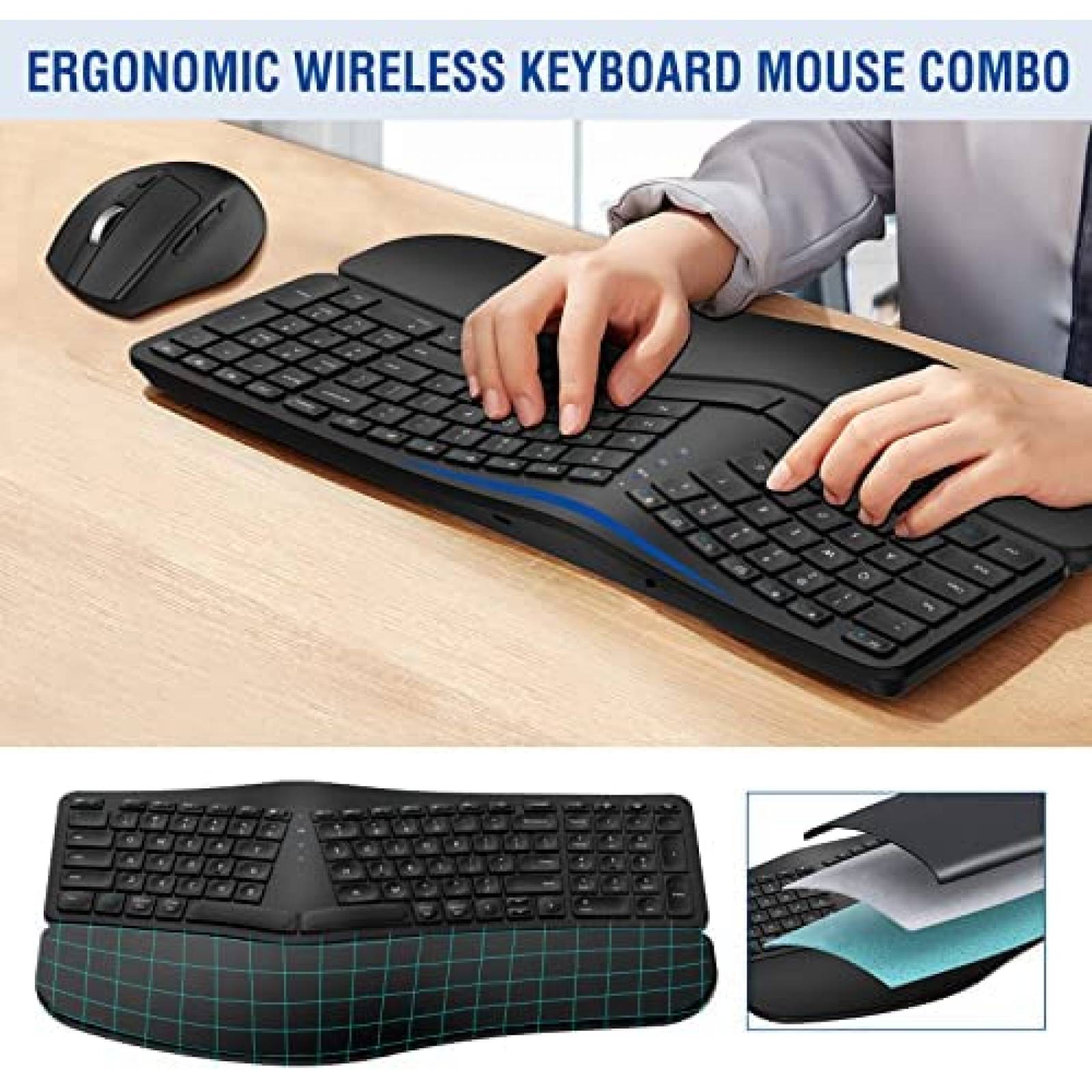 Kit Teclado y Mouse LOIGYS MK960 Inalambrico Ergonomico