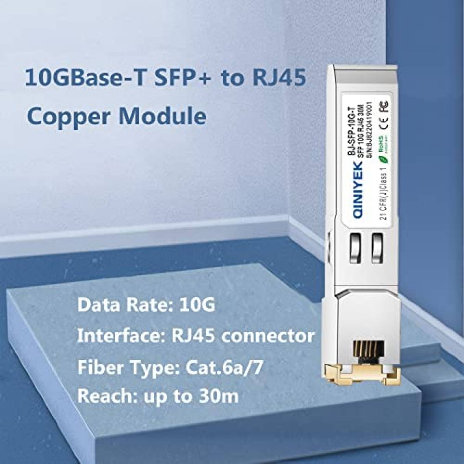 Transceptor de Red QINIYEK 10GBase-T SFP+ 30m Cisco 4 Pzs