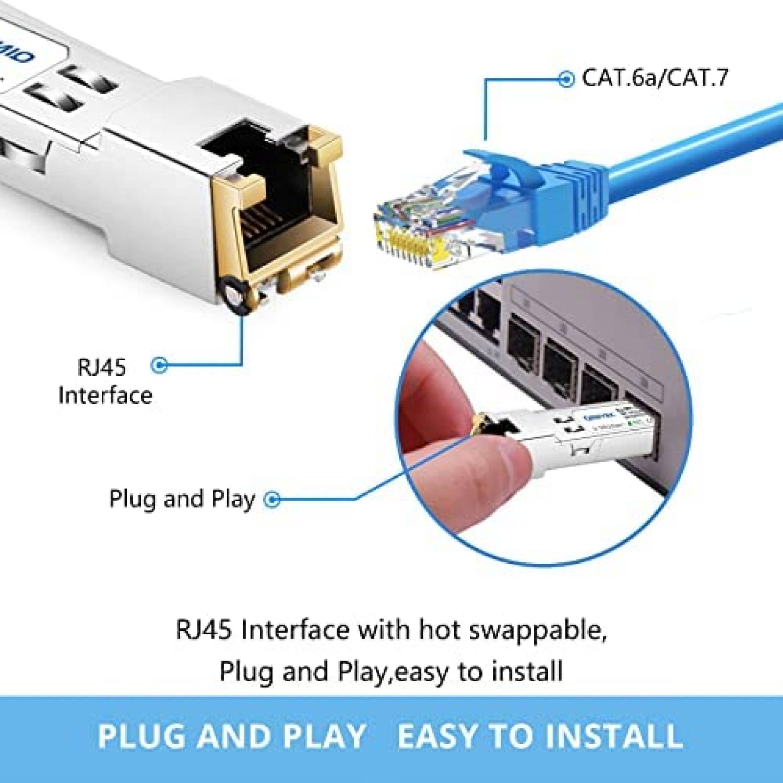 Transceptor de Red QINIYEK 10GBase-T SFP+ 30m Cisco 4 Pzs