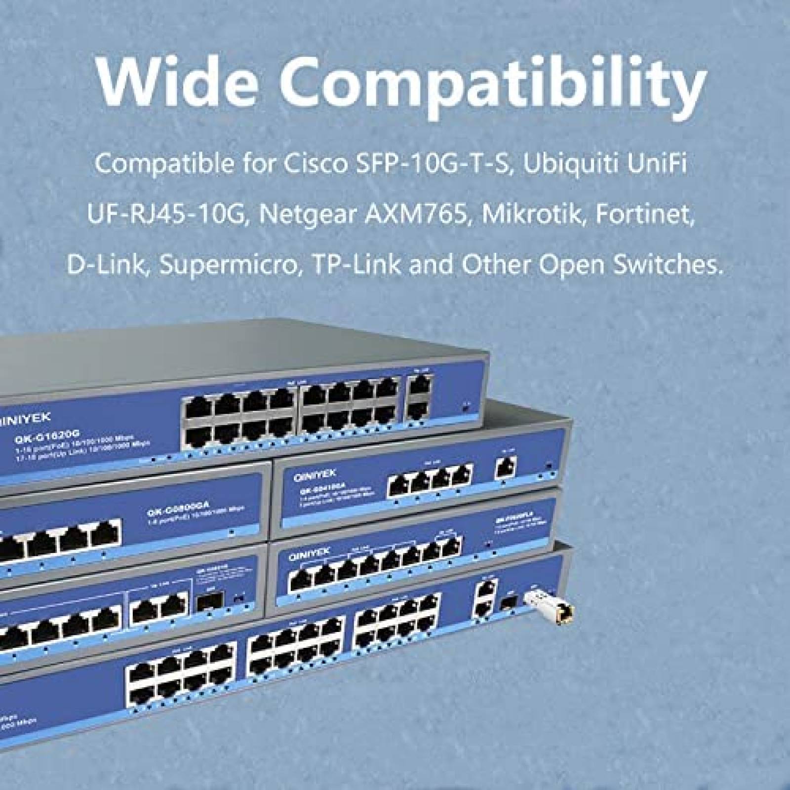 Transceptor de Red QINIYEK 10GBase-T SFP+ 30m Cisco 4 Pzs
