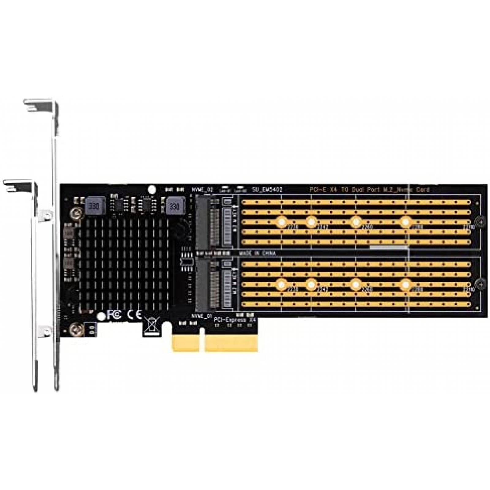Tarjeta PCIe Adaptadora GLOTRENDS 2x M.2 PCIe 3.0 NVMe