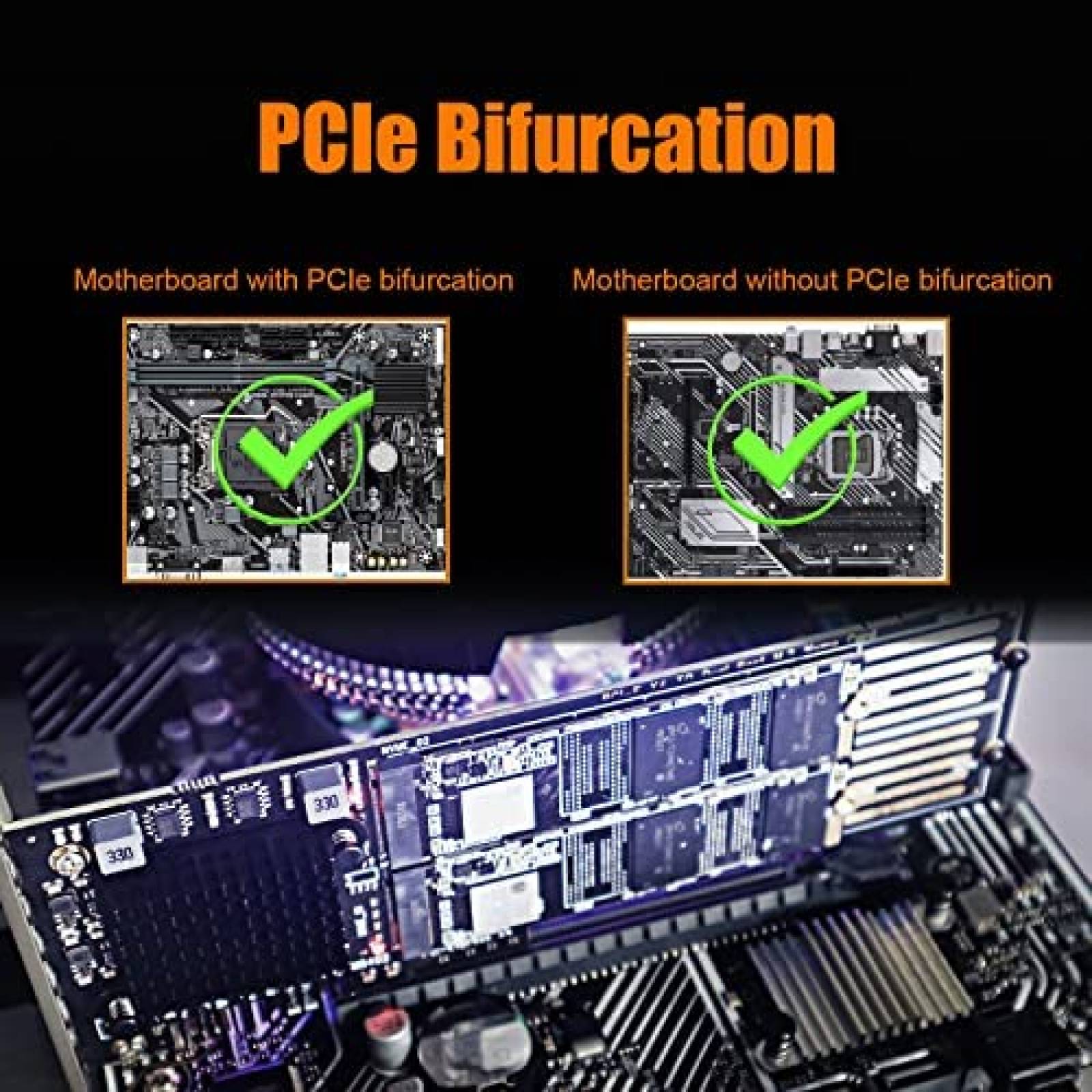 Tarjeta PCIe Adaptadora GLOTRENDS 2x M.2 PCIe 3.0 NVMe