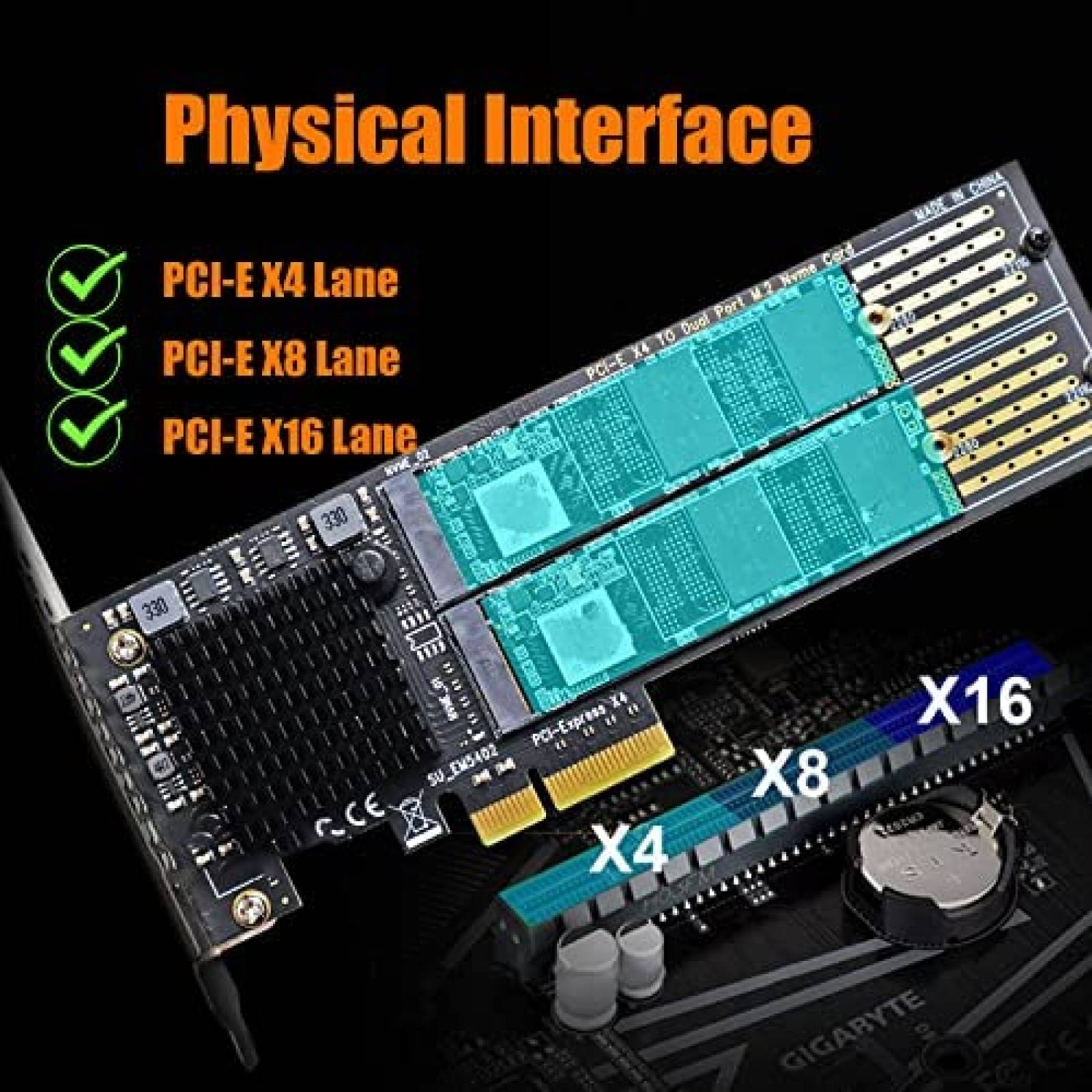 Tarjeta PCIe Adaptadora GLOTRENDS 2x M.2 PCIe 3.0 NVMe