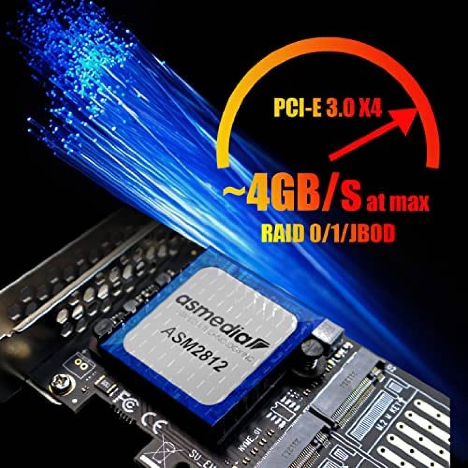 Tarjeta PCIe Adaptadora GLOTRENDS 2x M.2 PCIe 3.0 NVMe