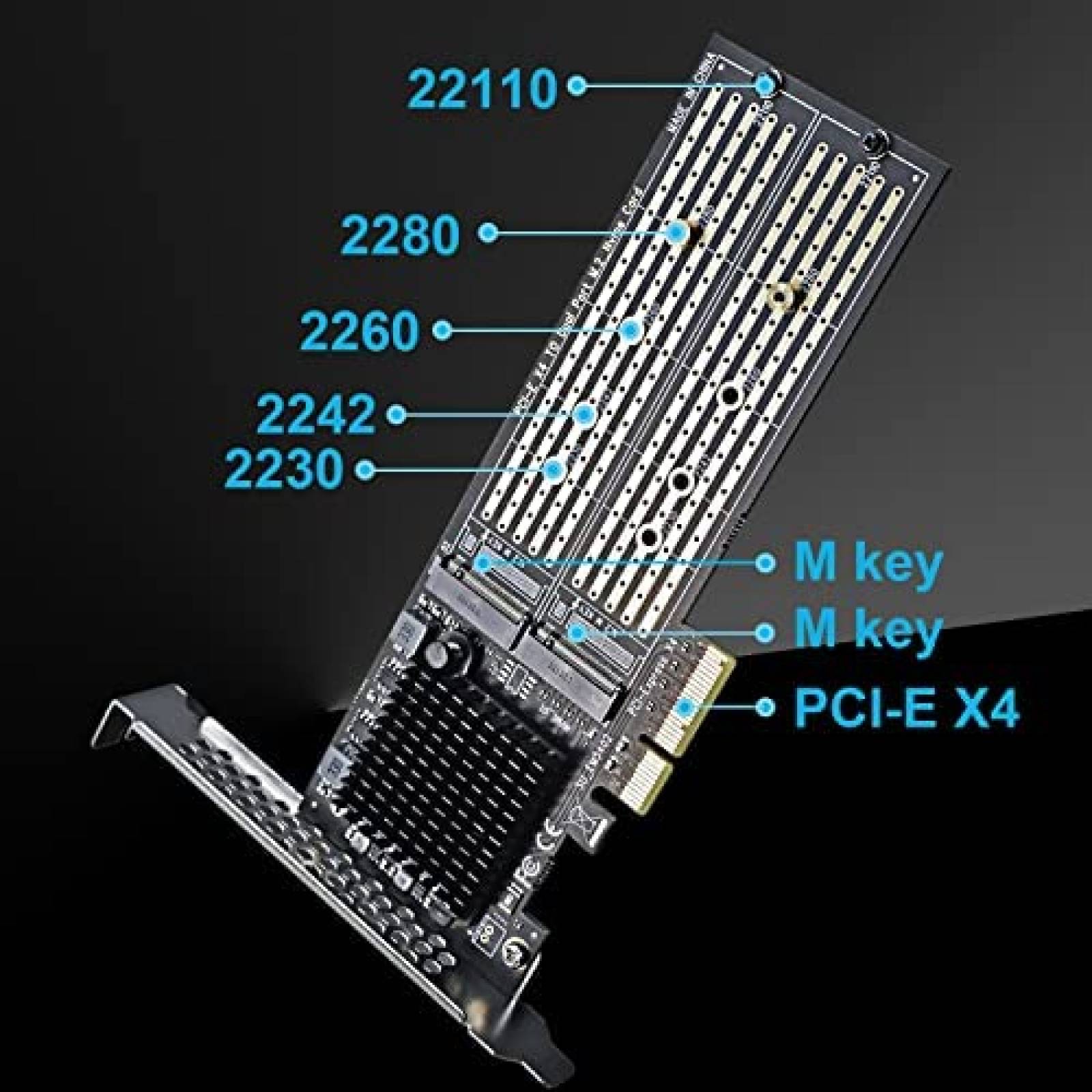 Tarjeta PCIe Adaptadora GLOTRENDS 2x M.2 PCIe 3.0 NVMe