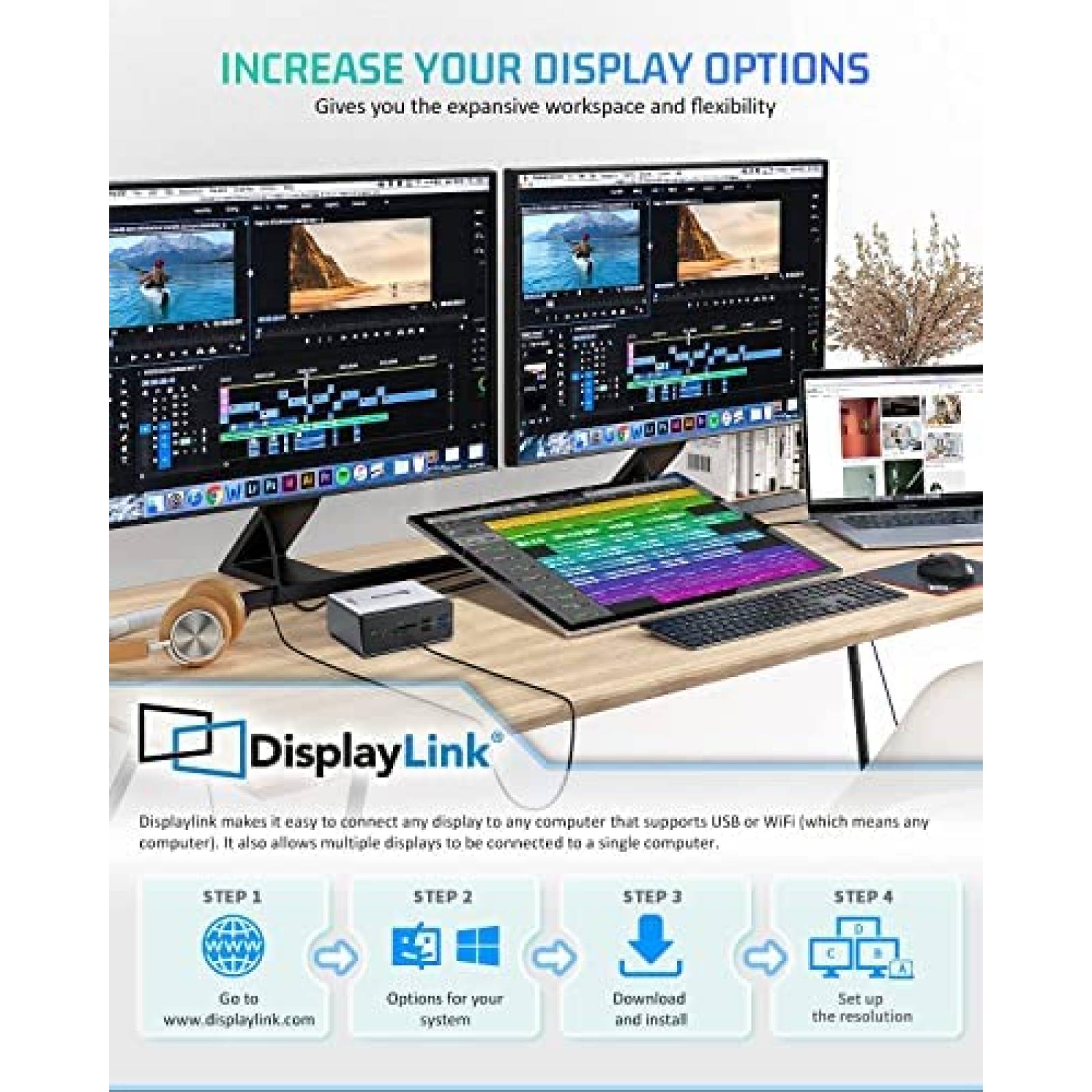 Docking Station UtechSmart 15 en 1 HDMI DP 3.5mm USB C LAN