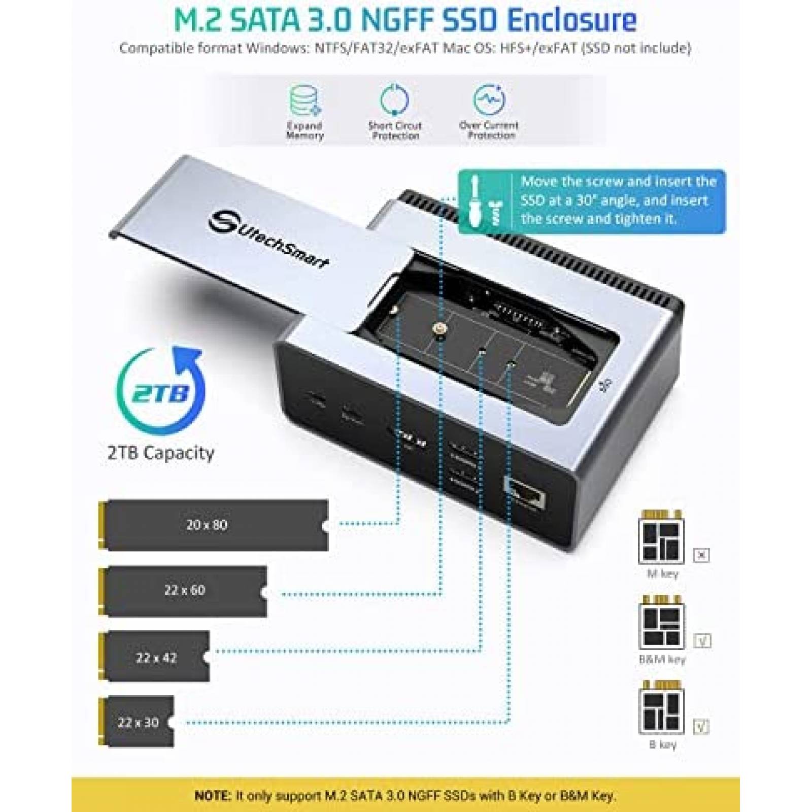 Docking Station UtechSmart 15 en 1 HDMI DP 3.5mm USB C LAN